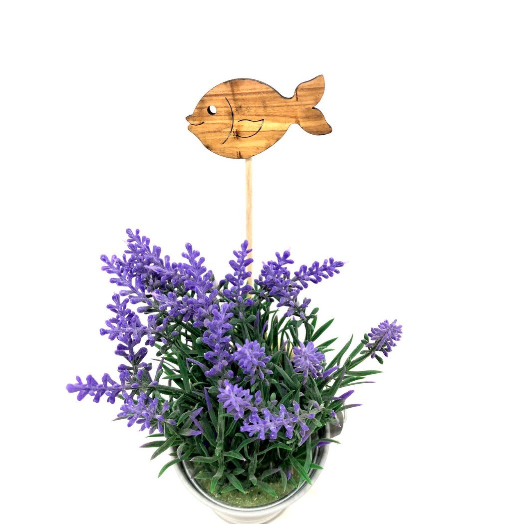 Olivenholz-erleben Blumenkasten Blumenstecker aus Olivenholz Fisch I (1 St), handgemacht