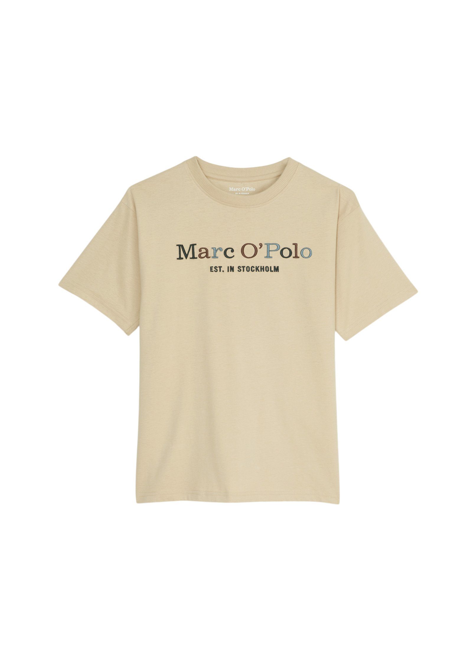 Marc O'Polo T-Shirt mit Logo-Stickerei auf der Brust beige