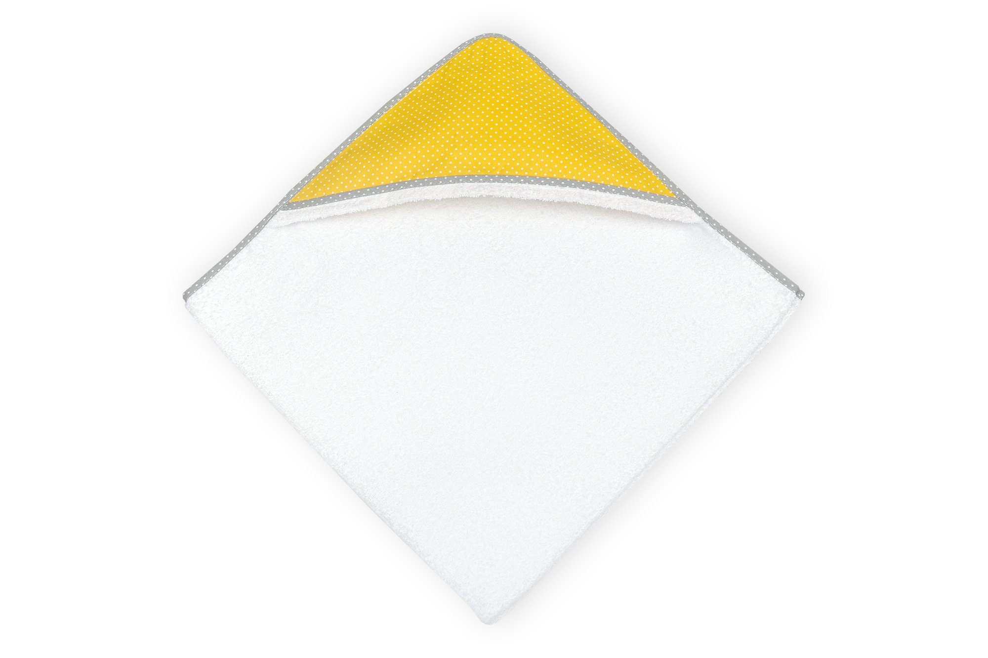 100% mit Gelb, Frottee, auf weiches dickes KraftKids weiße Punkte Kapuzenhandtuch und eingefasst extra Schrägband Baumwolle,
