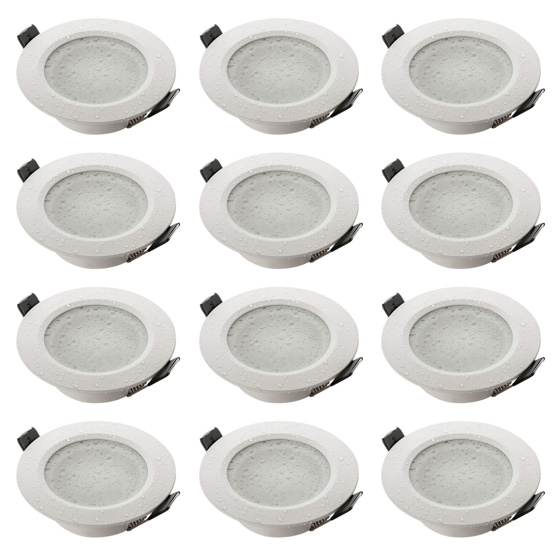 SEBSON LED Einbaustrahler Einbaustrahler Bad IP44 - Rahmen Lochdurchmesser 75mm - GU10 Fassung, 12er Set, inkl. GU10 Fassung (ohne Leuchtmittel), Aluminium Gehäuse