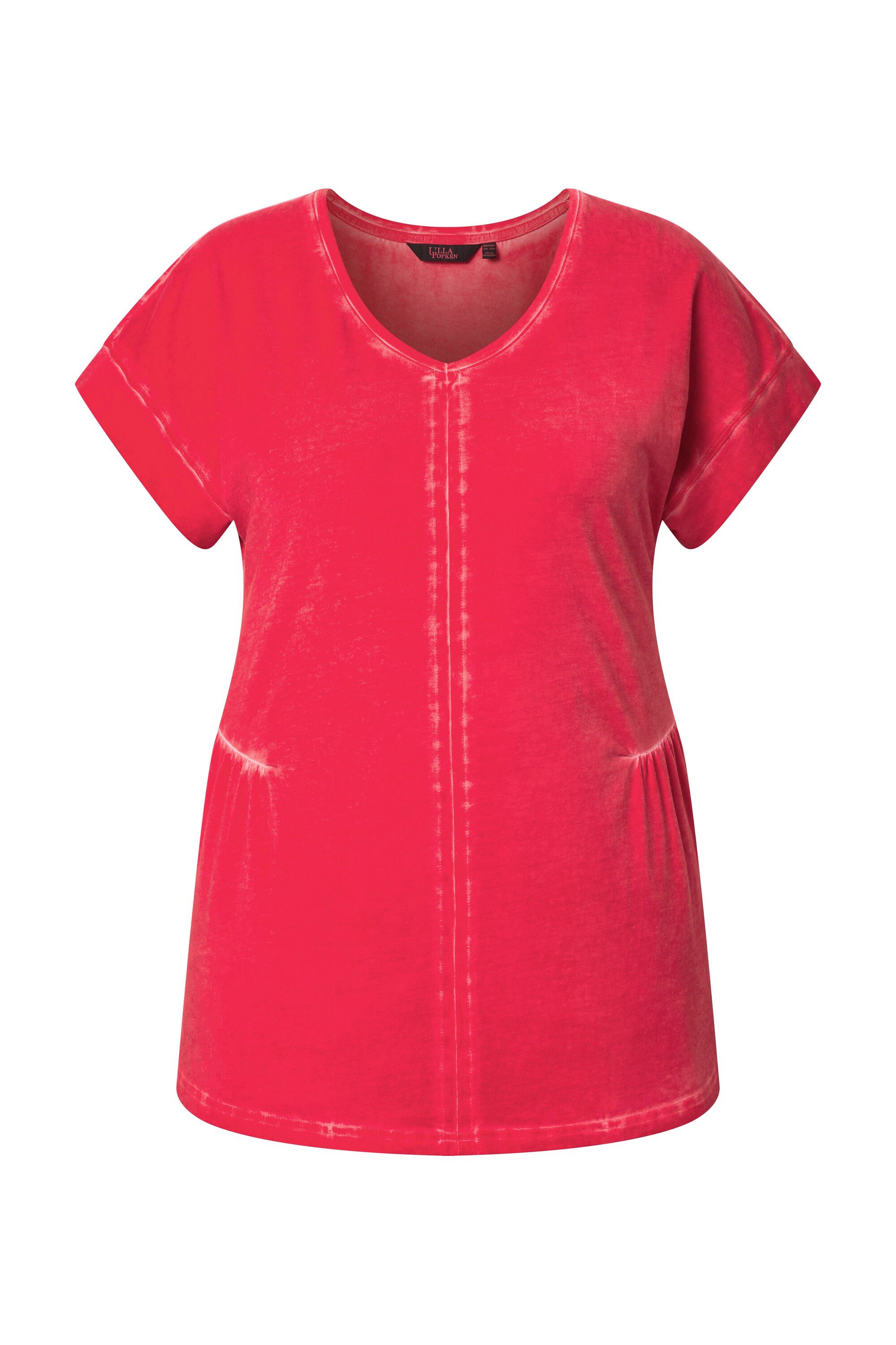 T-Shirt T-Shirt cold dyed Oversized V-Ausschnitt Halbarm