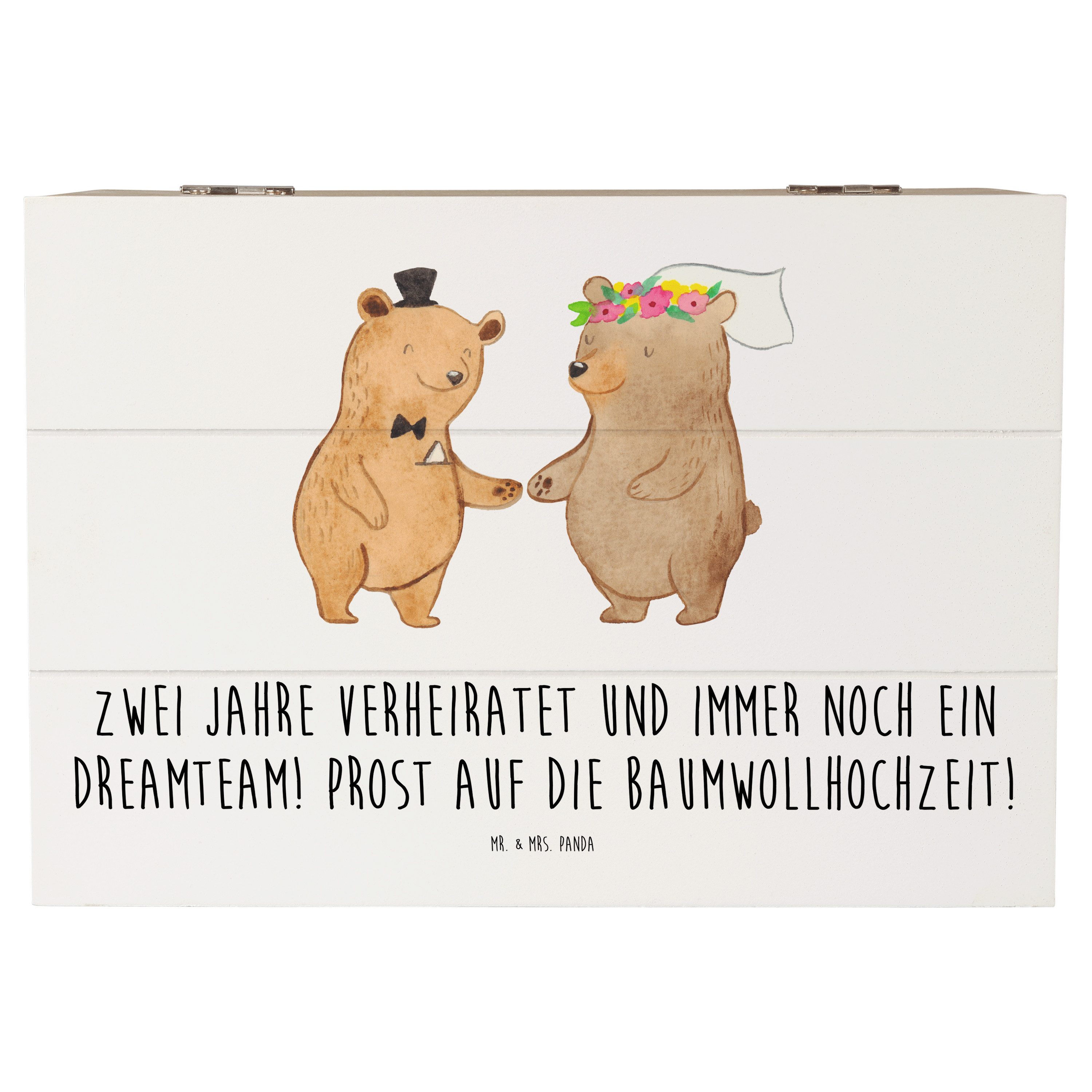 Dekokiste 22 x 15 cm 2. Hochzeitstag Baumwollhochzeit - Weiß - Geschenk, Gesche