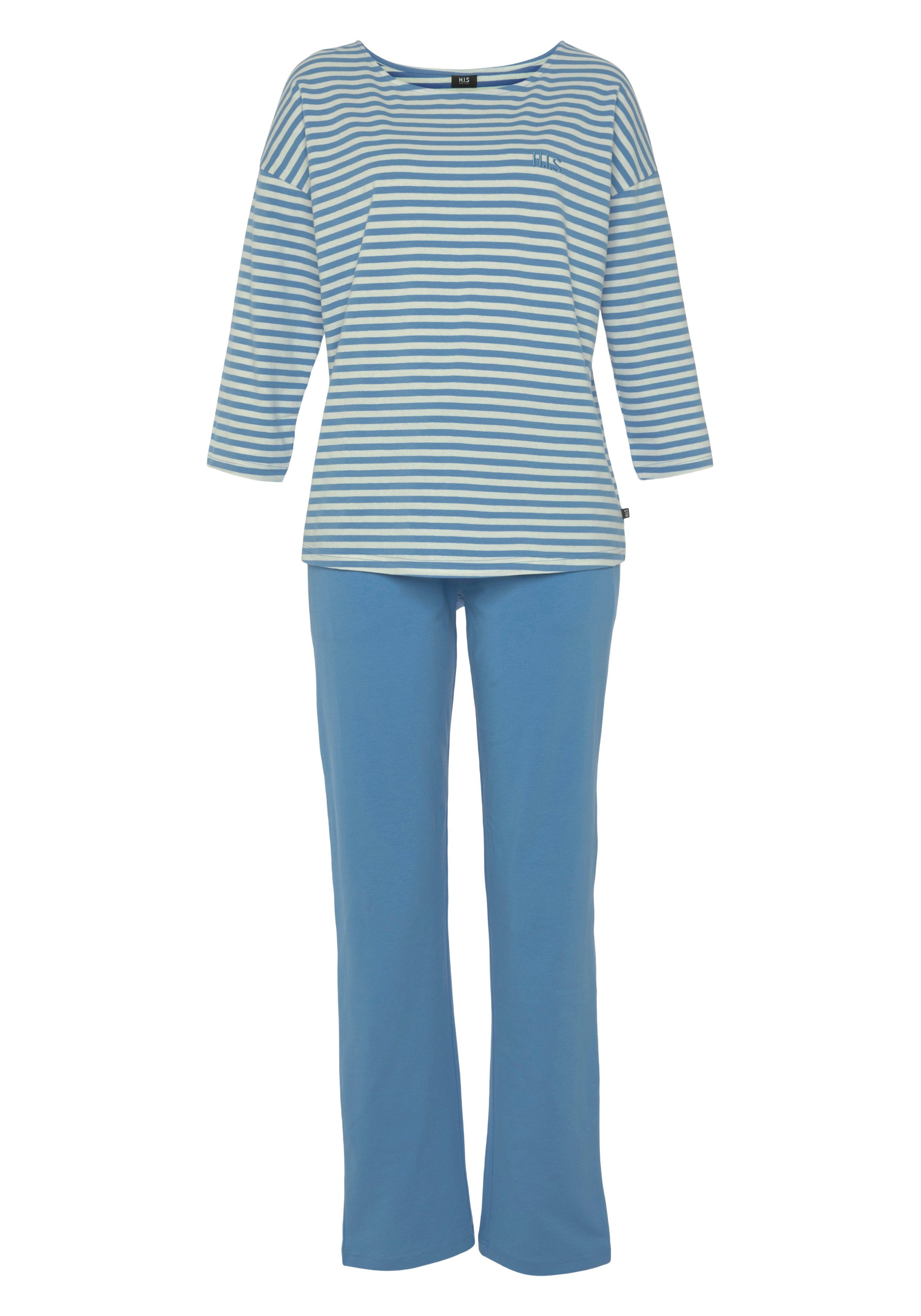 H.I.S Pyjama (2 tlg., 2-teilig) mit Logostickerei auf der Brust günstig online kaufen
