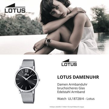 Lotus Quarzuhr Lotus Damen Armbanduhr Smart Casual, (Analoguhr), Damenuhr rund, mittel (ca. 38mm) Edelstahlarmband silber