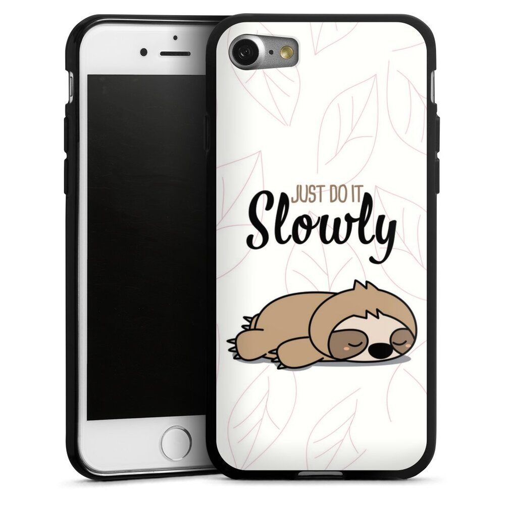 DeinDesign Handyhülle Tiere Faultier lazy sunday Just Do It Slowly Sloth,  Apple iPhone 8 Silikon Hülle Bumper Case Handy Schutzhülle