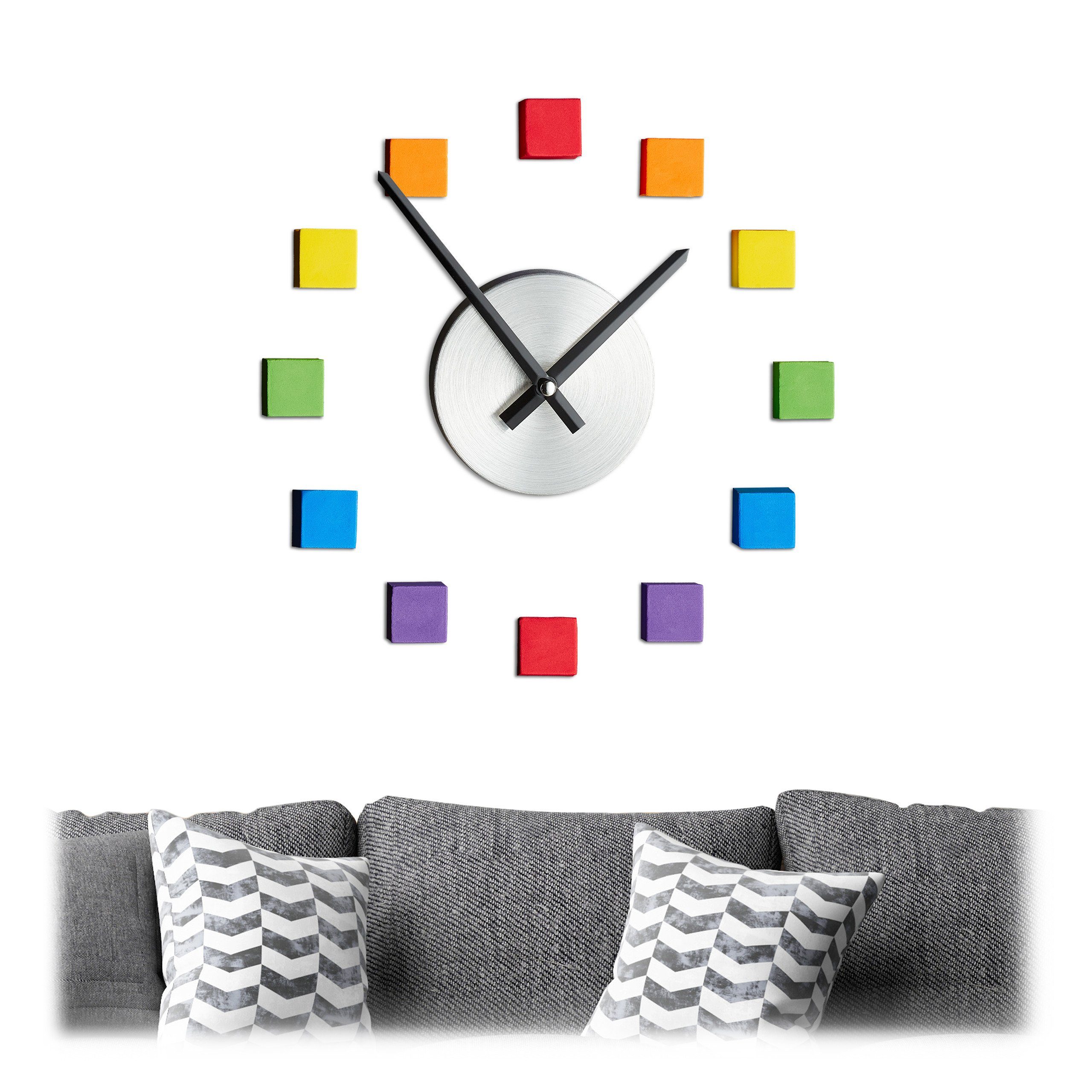 relaxdays Wanduhr Wanduhr DIY bunt