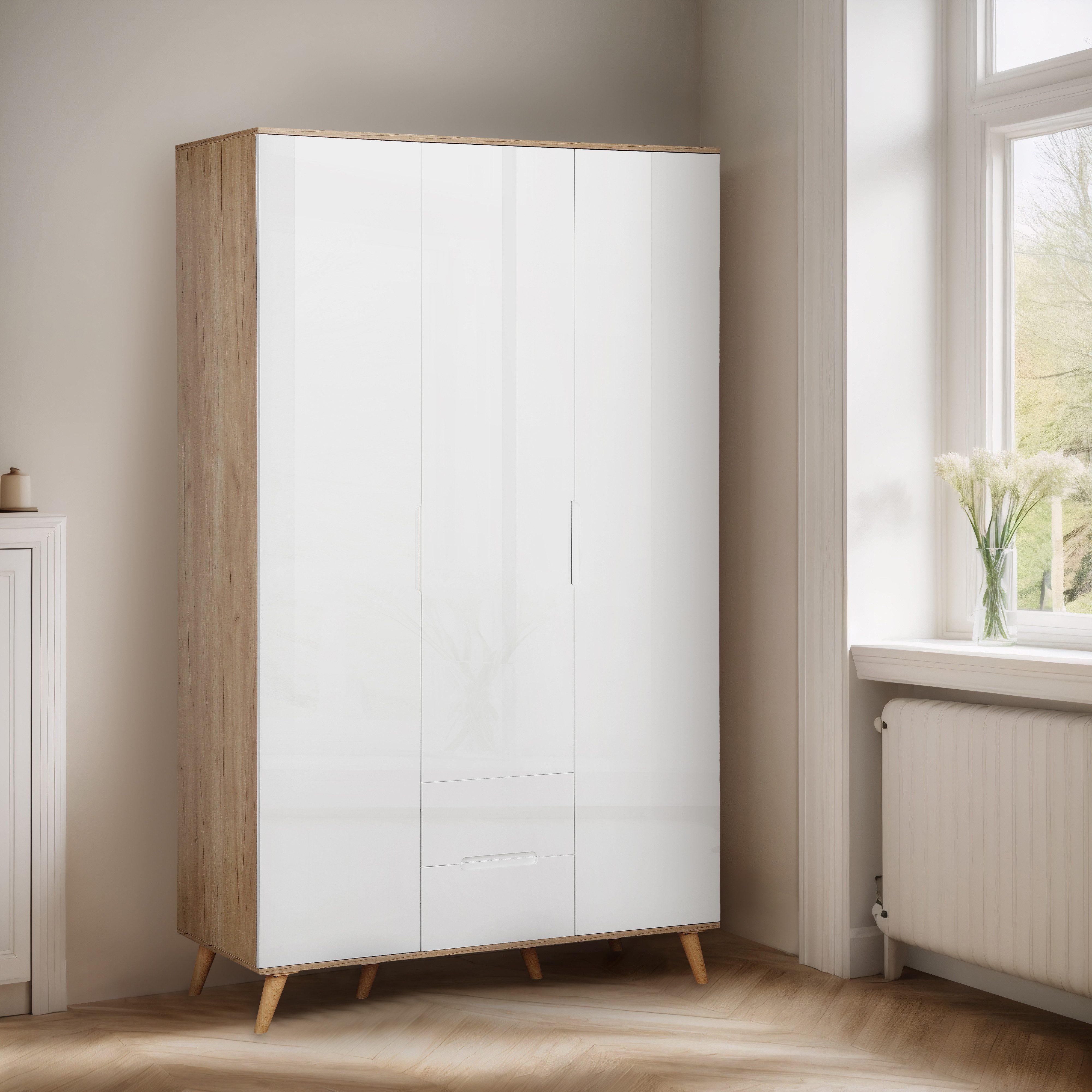 OTTO home Kleiderschrank Lund Schlafzimmerschrankim skandinavischem Design Garderobenschrank mit Premium Innenausstattung, Breite 120cm