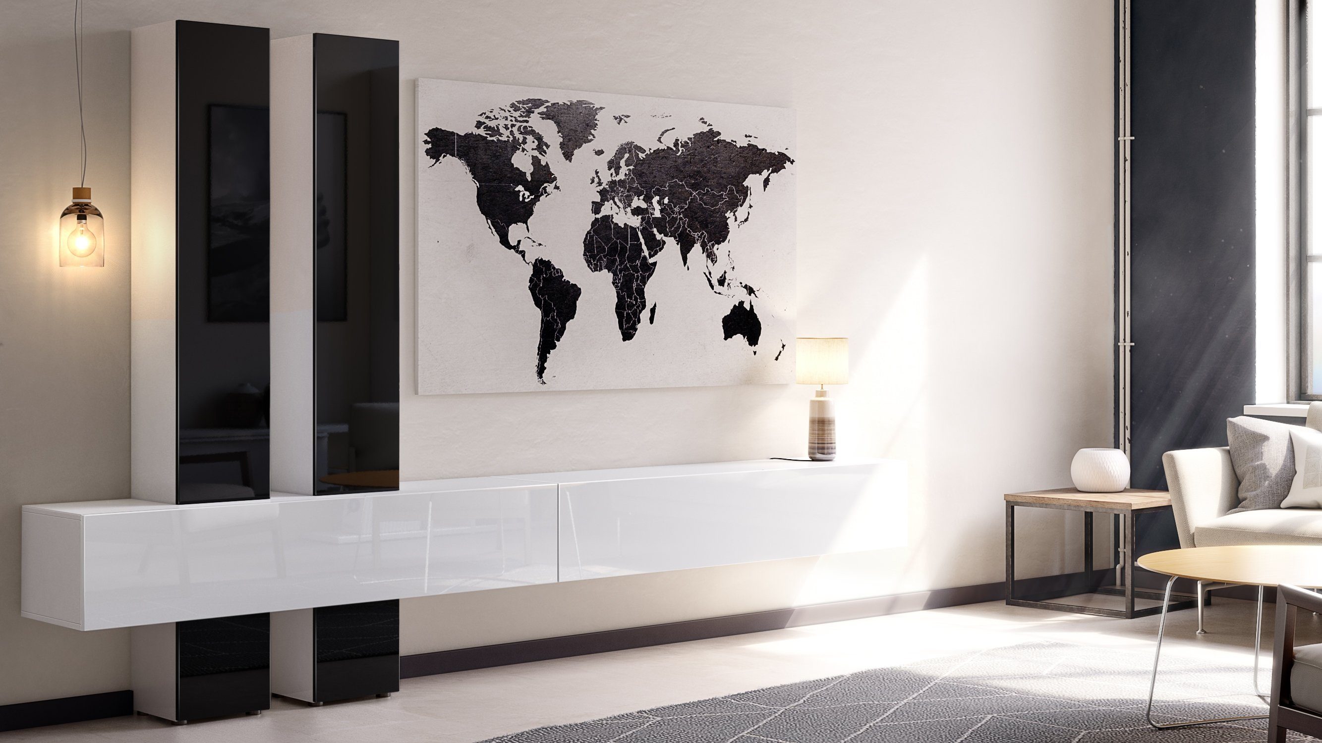 Vladon Wohnwand Moja, (Anbauwand, mit Rückwand mit 4 Türen und 2 Klappen), günstig online kaufen