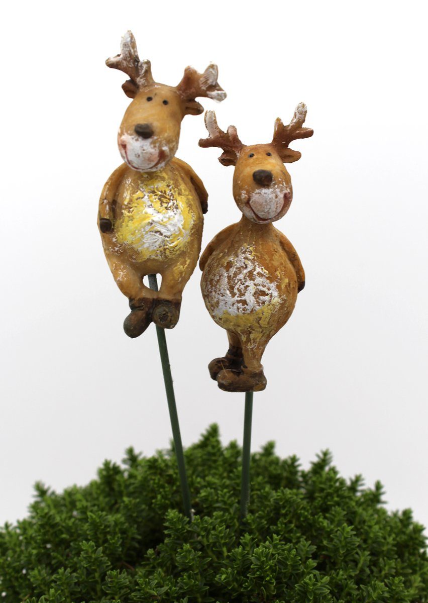 Topfstecker Elche stecken Weihnachtsstecker 2er Figur Blumenstecker Stecker Hirsch Blumentopfstecker SET Lilienburg Elchstecker Weihnachtsdeko Weihnachten LB Gartenstecker zum H&F Balkon Metall Herbst Tischdeko Dekoration draußen Blumenstab Garten Hirschstecker brau Deko Winter Dekofigur