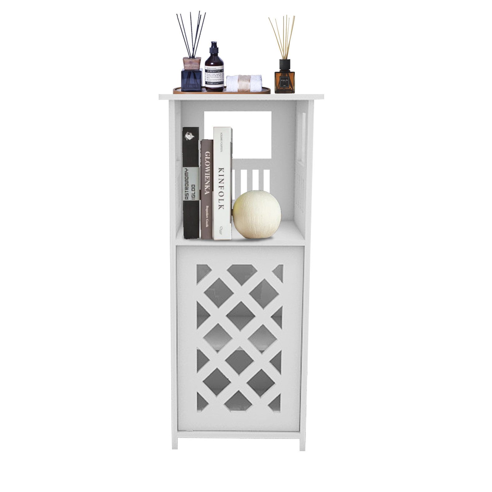 JEOBEST Badkommode Badschrank Beistellschrank, Platzsparend, Einfache Montage, weiß 56 x 22 x 24cm