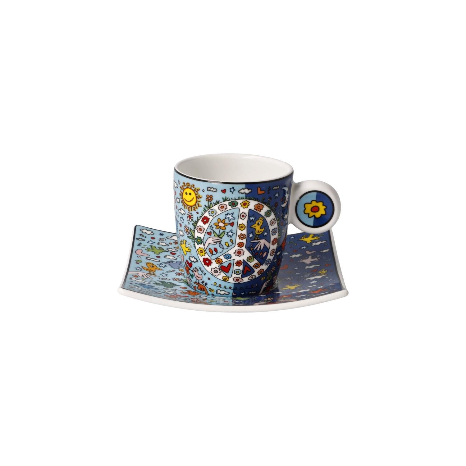 Goebel Espressotasse James Rizzi, Porzellan, Spülmaschinengeeignet, Mehrfarbig, Give Peace a Chance, H: 6.5cm