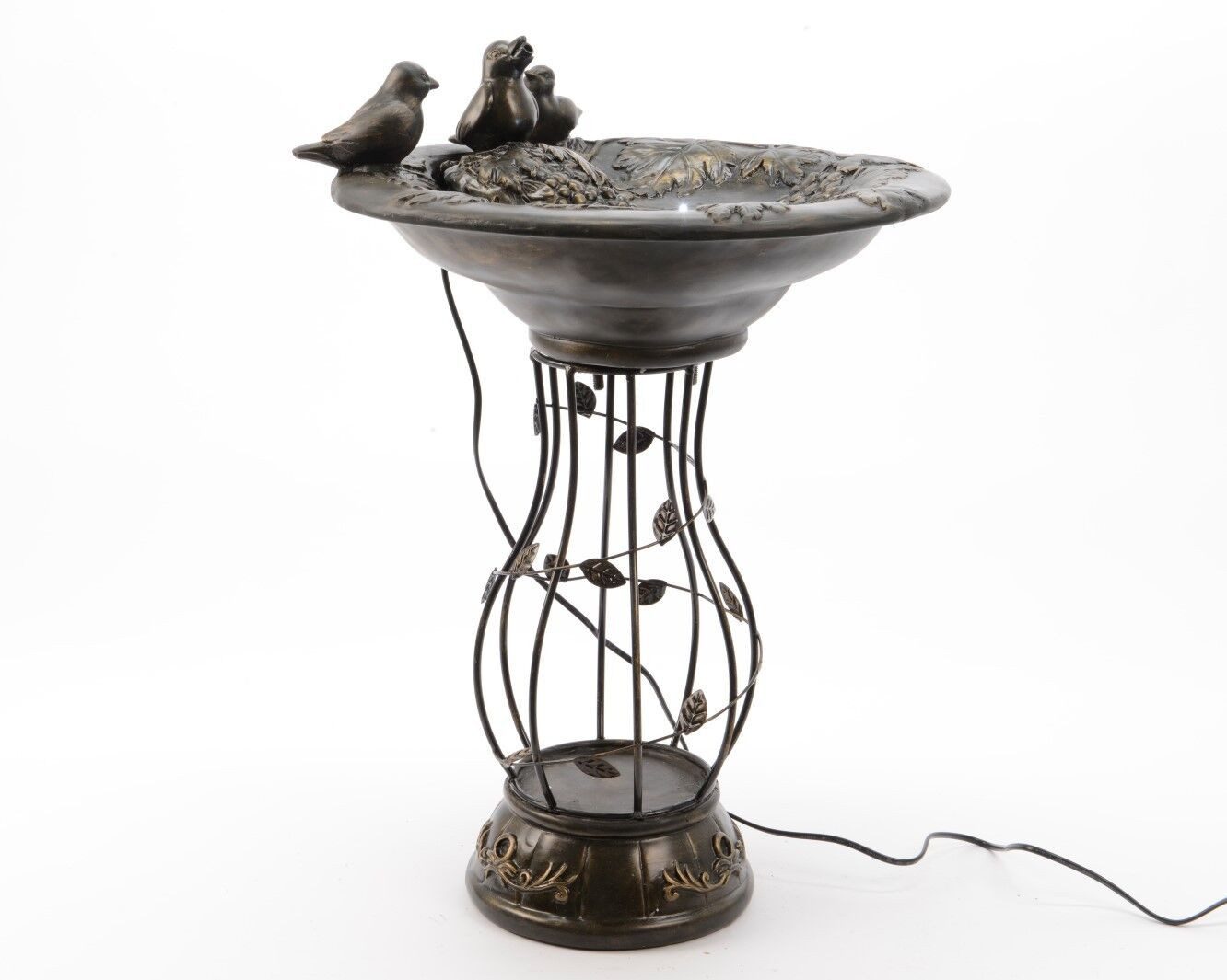 Kaemingk Zierbrunnen Brunnen Vogel Polyresin Zierbrunnen bronze LED