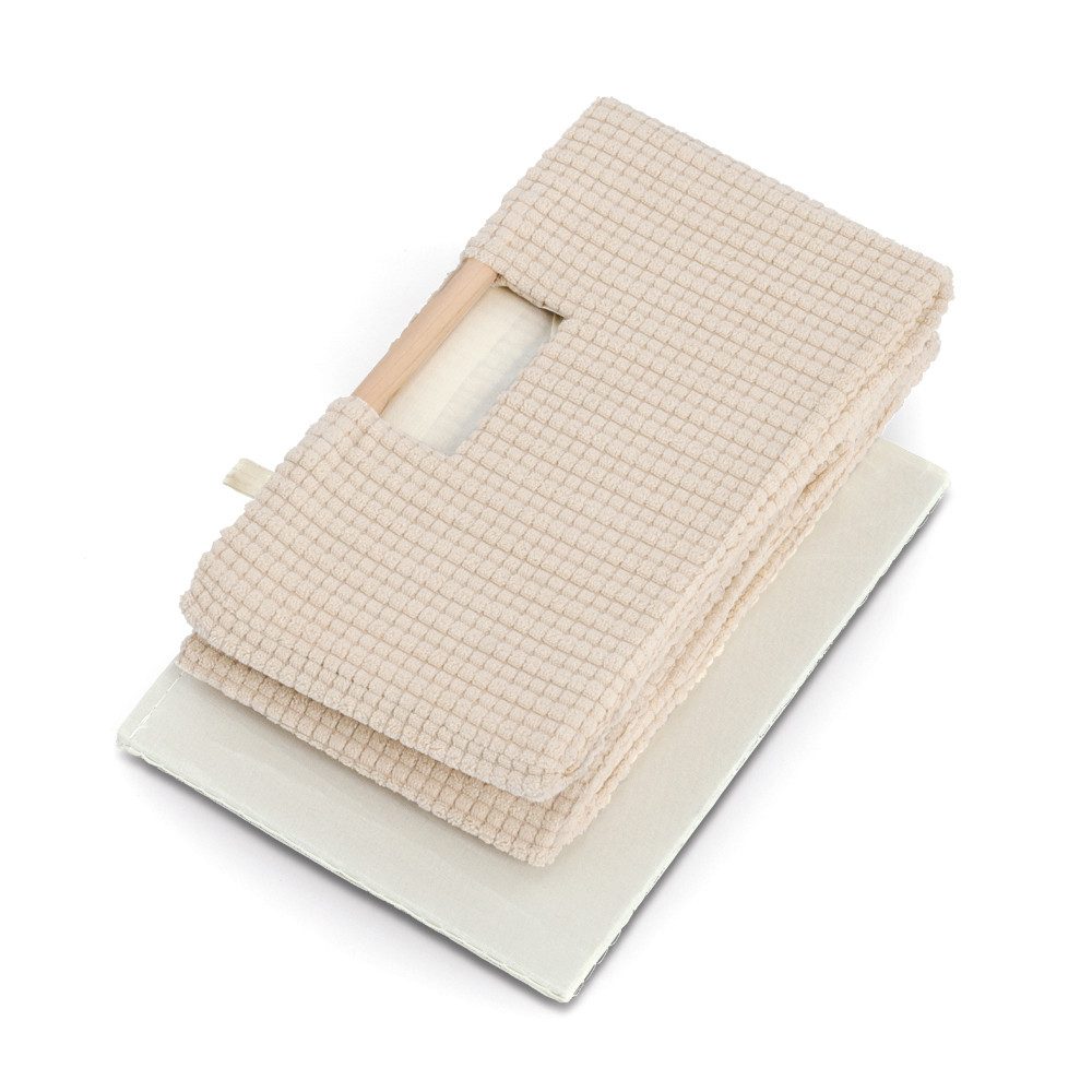 Zeller Present Aufbewahrungskorb, Baumwolle/Polyester/Holz, beige, ca. 34 x 23,5 x 13 cm
