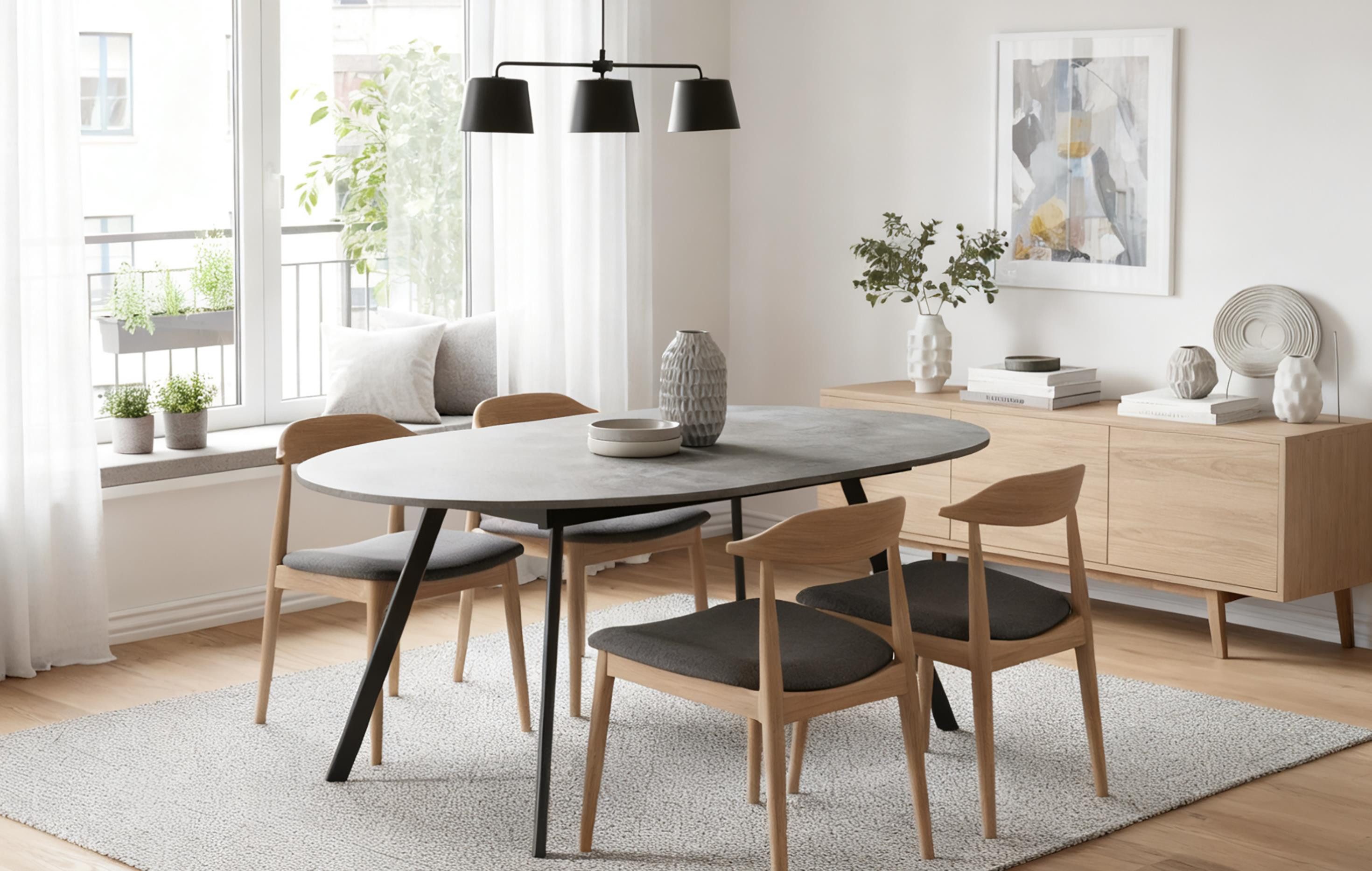 B&D home Esstisch TILL, Metallgestell schwarz oder weiß, ausziehbar 120-160cm, 4-6 Personen