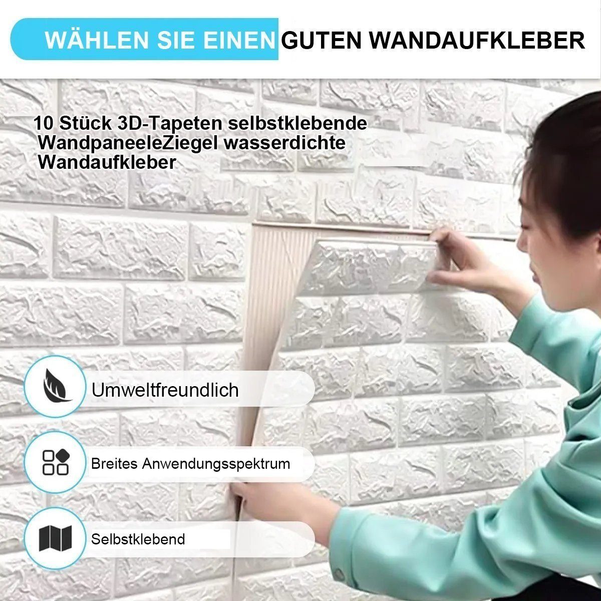 3D 35 10 Wandpaneele Weiss 38.5cm,selbstklebend Stück Wasserdicht x Wandtattoo Novzep 3D Tapet