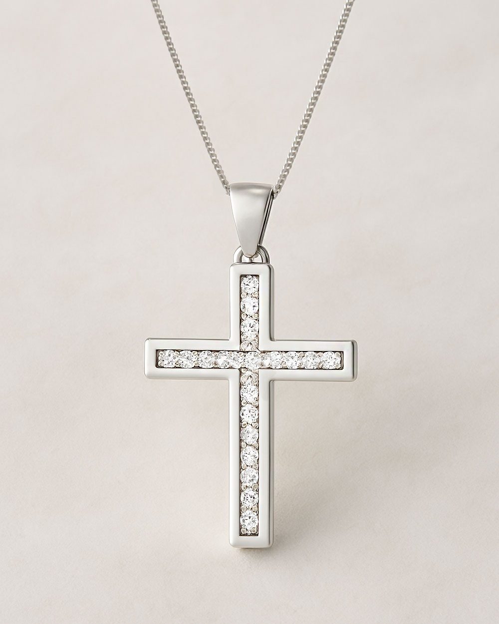 DANIEL CLIFFORD Kreuzkette 'Camille' Damen Halskette Silber 925 mit Anhänger Kreuz (inkl. Verpackung), 45cm Silberkette und Kreuz-Anhänger mit Zirkonia-Kristallen