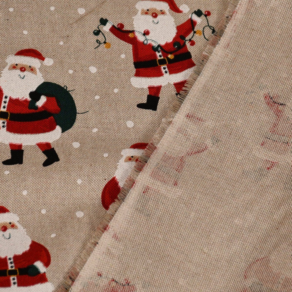 LEBEN. Claus SCHÖNER Santa rot, Tischläufer SCHÖNER Tischläufer LEBEN. Weihnachtsmann handmade natur