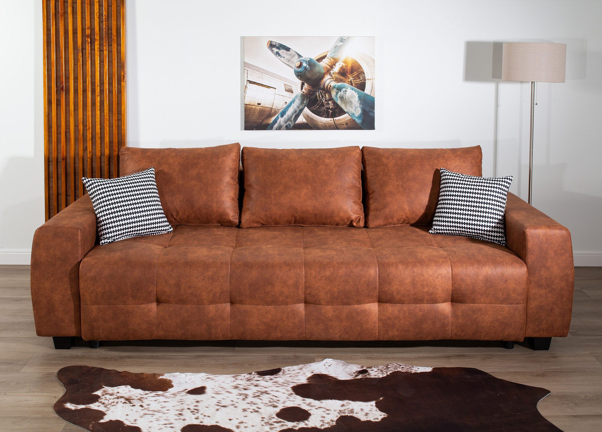 COLLECTION AB Schlafsofa Bella, B: 241 cm, Liegefl. 142x194 cm, mit Bettfunktion, Bettkasten & 2 Zierkissen, Federkern