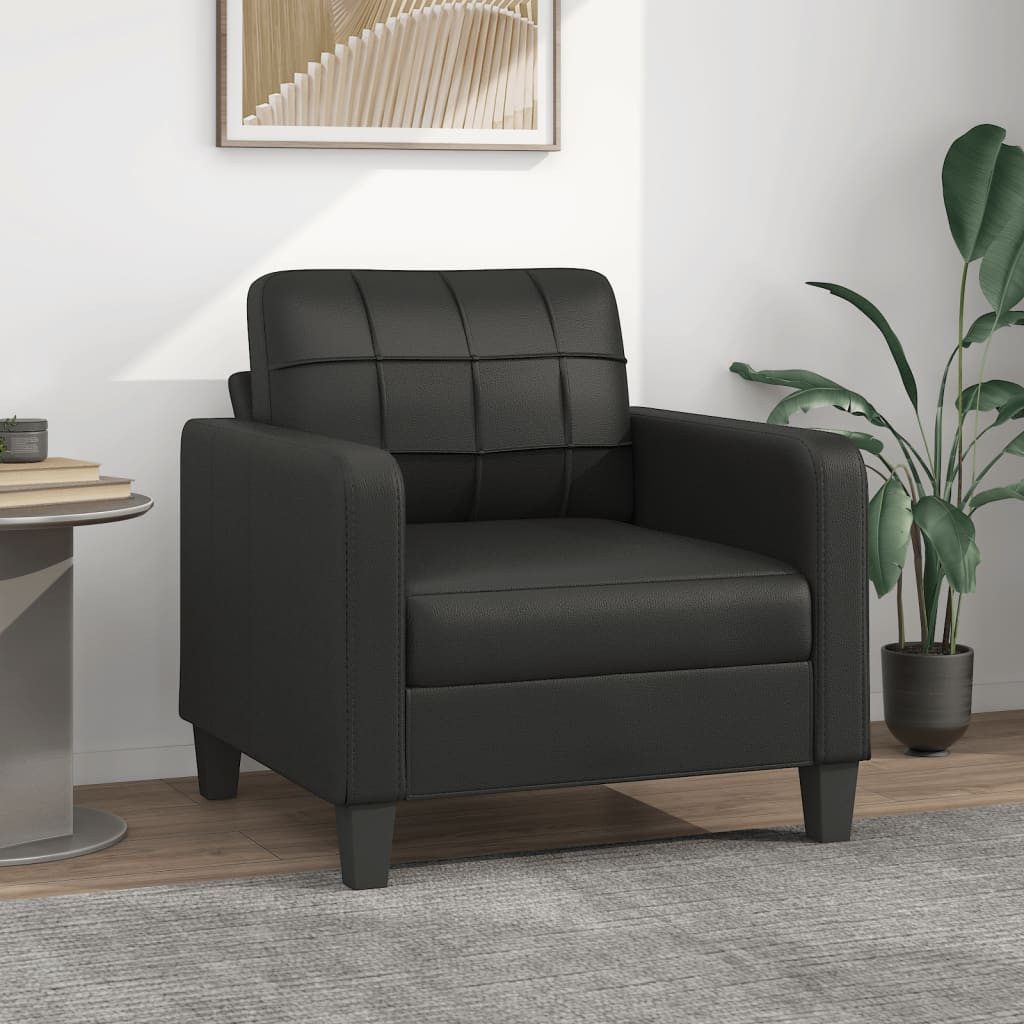 ZMH Ecksofa Sessel Schwarz 60 cm Kunstleder Whonzimmer, Packung 1 Teile, Robustes und stabiles Gestell