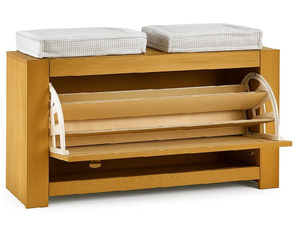 Clever-Moebel Schuhtruhe Schuhtruhe aus Kiefernholz Truhe Schuhschrank Bank, Breite: 87,6cm, Tiefe: 38cm, Höhe: 55,6 cm