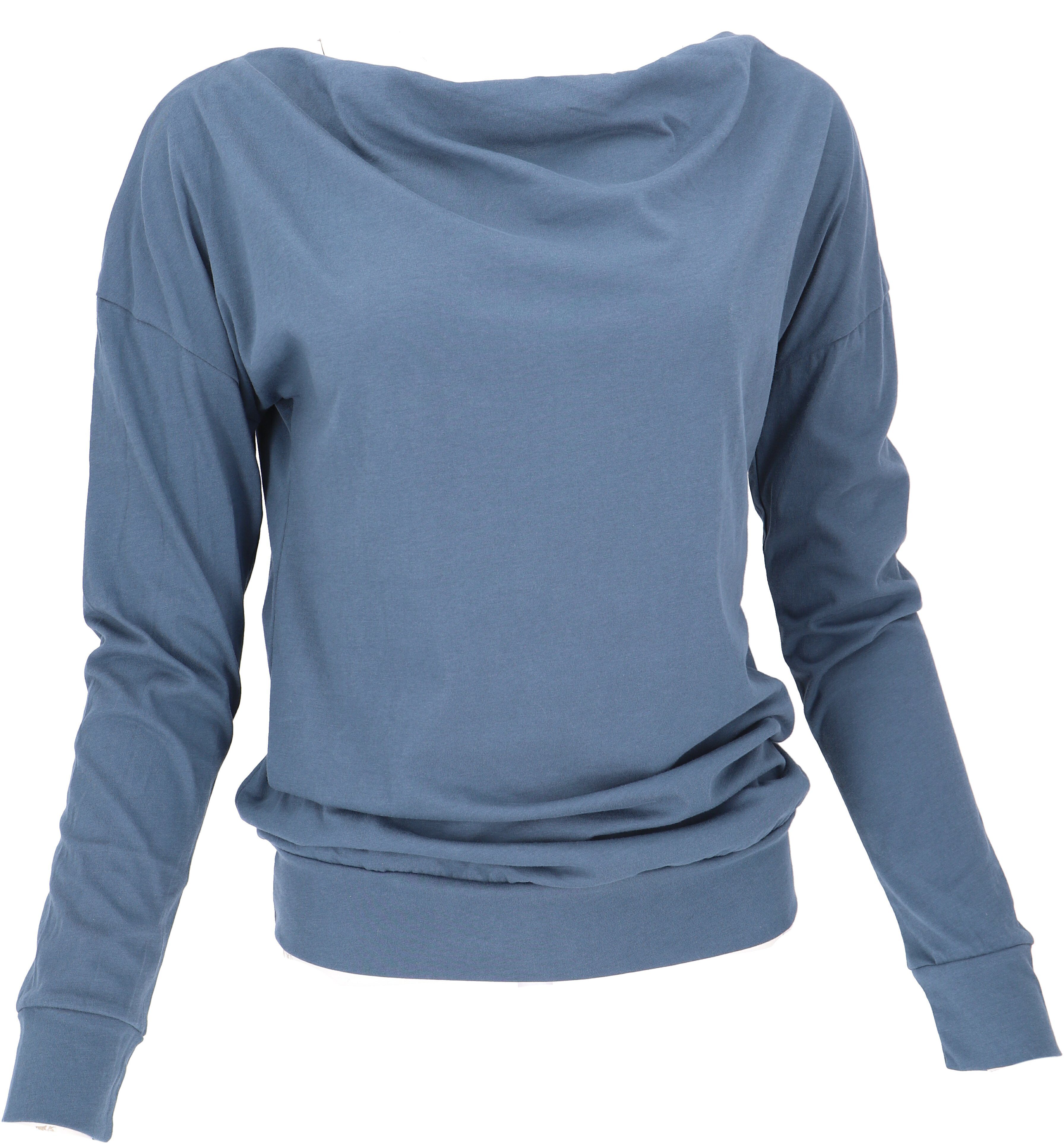 Guru-Shop Longsleeve Langarmshirt mit Wasserfallkragen, Yogashirt.. günstig online kaufen
