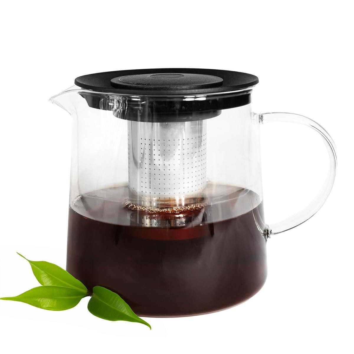 Sendez Teekanne 1,2L mit Edelstahl Sieb aus Borosilikatglas Teebereiter Glaskanne, 1,2 l