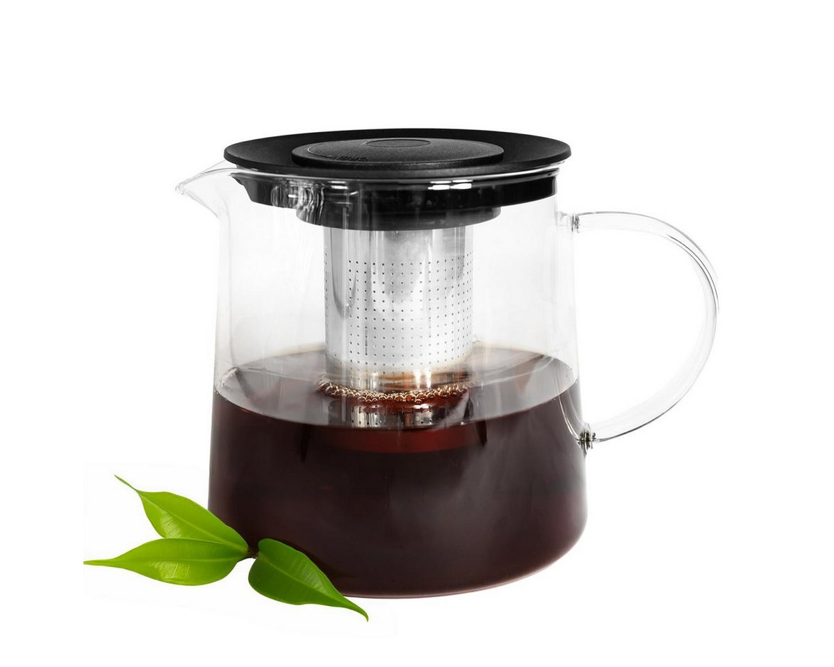 Sendez Teekanne 1,2L mit Edelstahl Sieb aus Borosilikatglas Teebereiter Glaskanne, 1,2 l