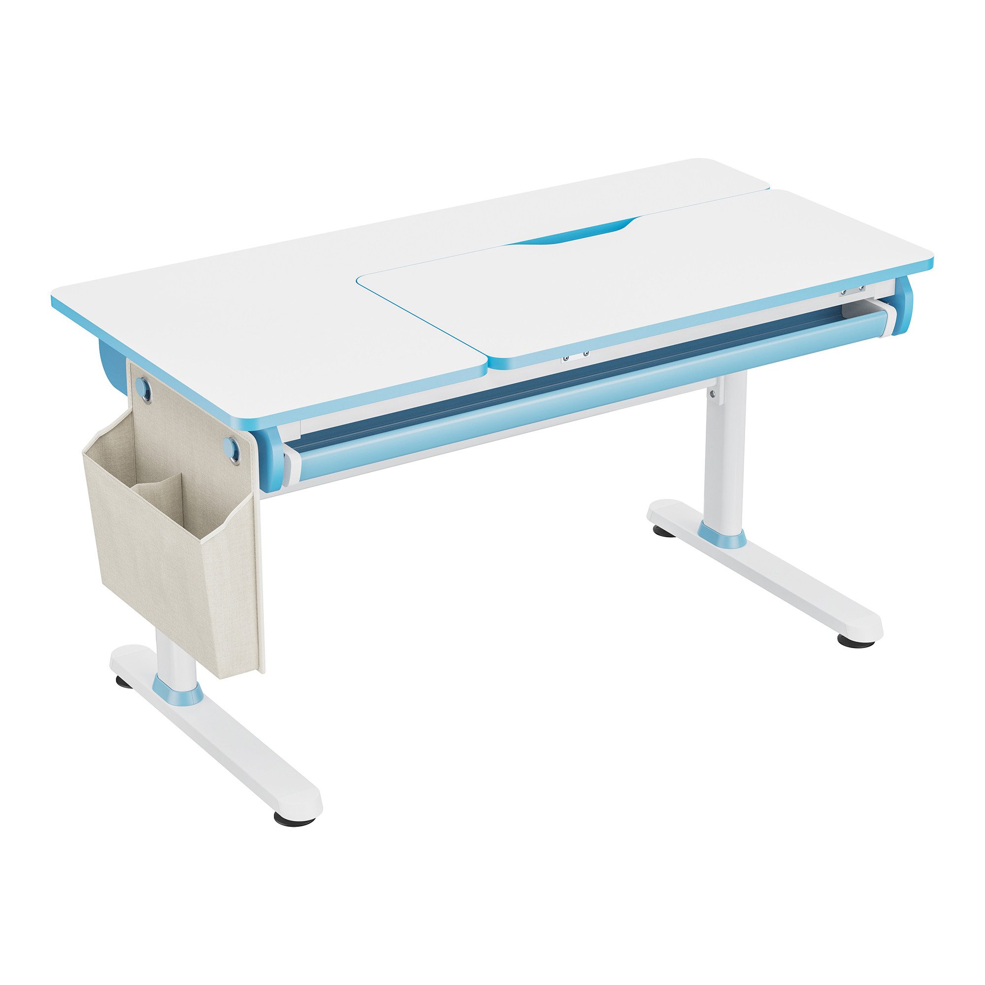 en.casa Kinderschreibtisch, höhenverstellbar »Kuosa« mit Schublade 120x60 cm Blau