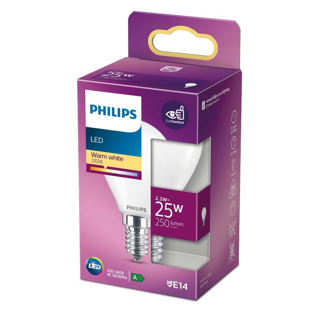 Philips Lighting LED-Leuchtmittel LED ersetzt 25W, E14, warmweiß (2700 Kelvin), 250 Lumen, Tropfen