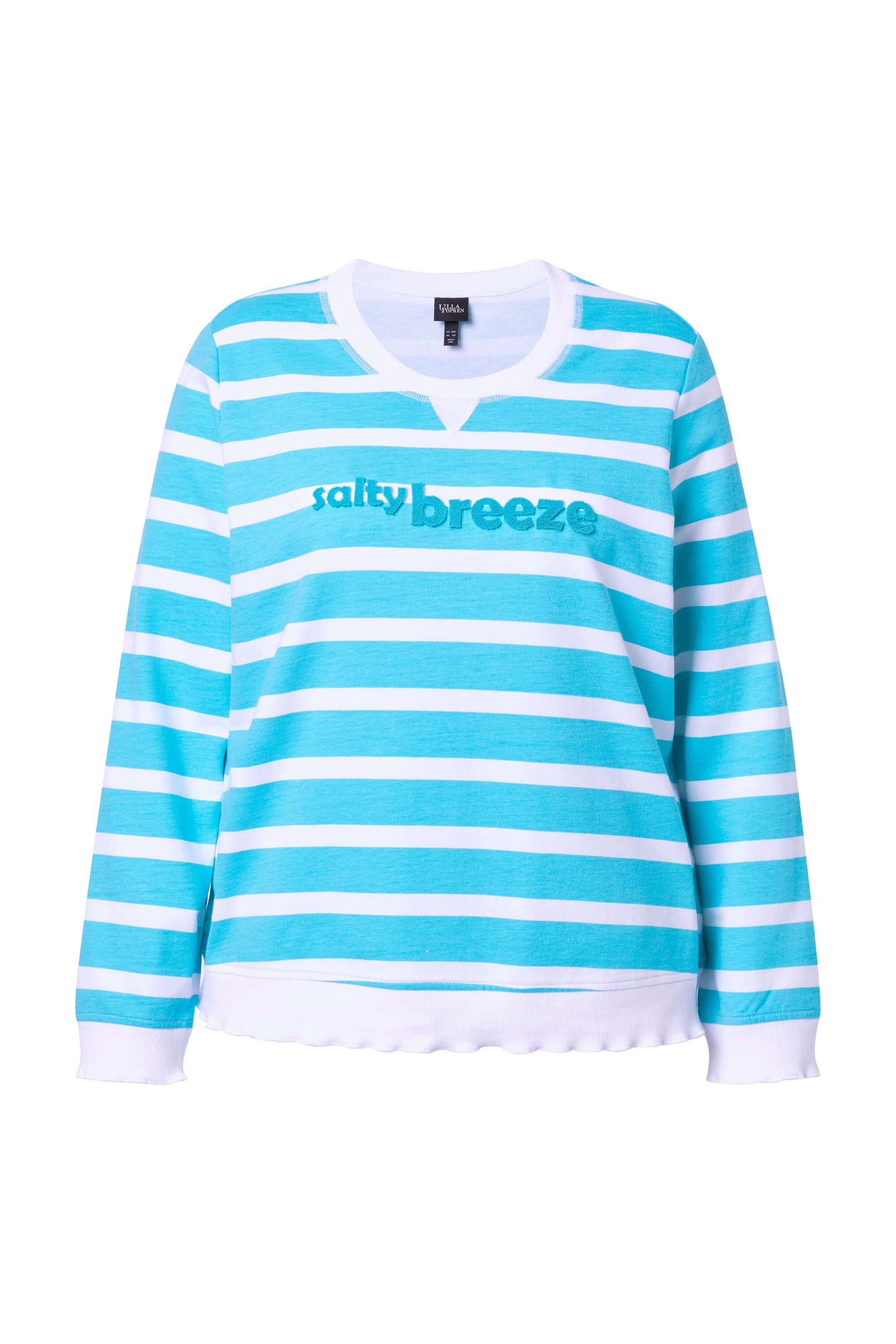 Ulla Popken Sweatshirt Sweatshirt Ringel Schriftzug Rundhals Langarm – Bild 2 von 4