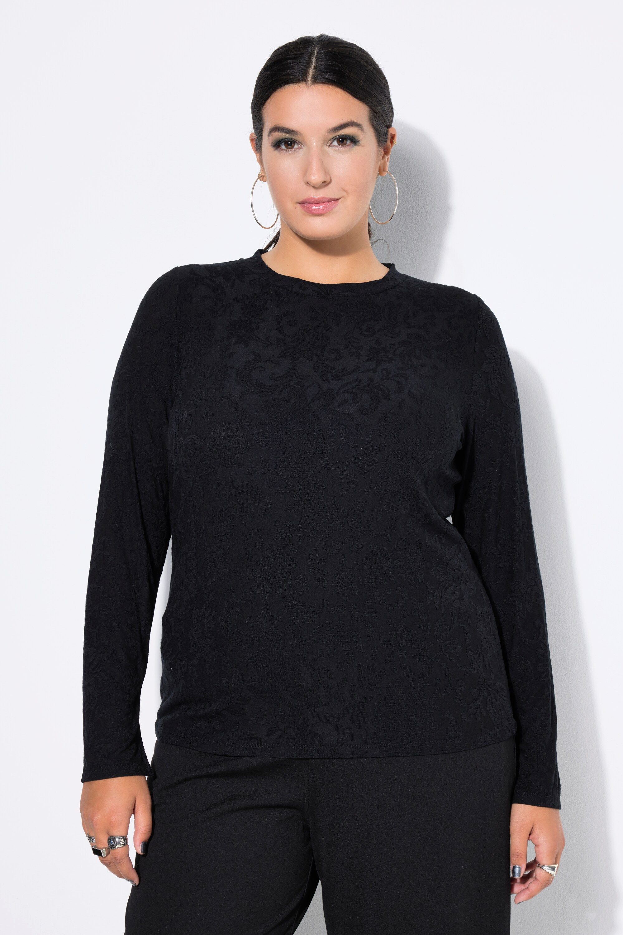 Studio Untold Longsleeve Longsleeve Slim Shape Jacquardmuster Langarm