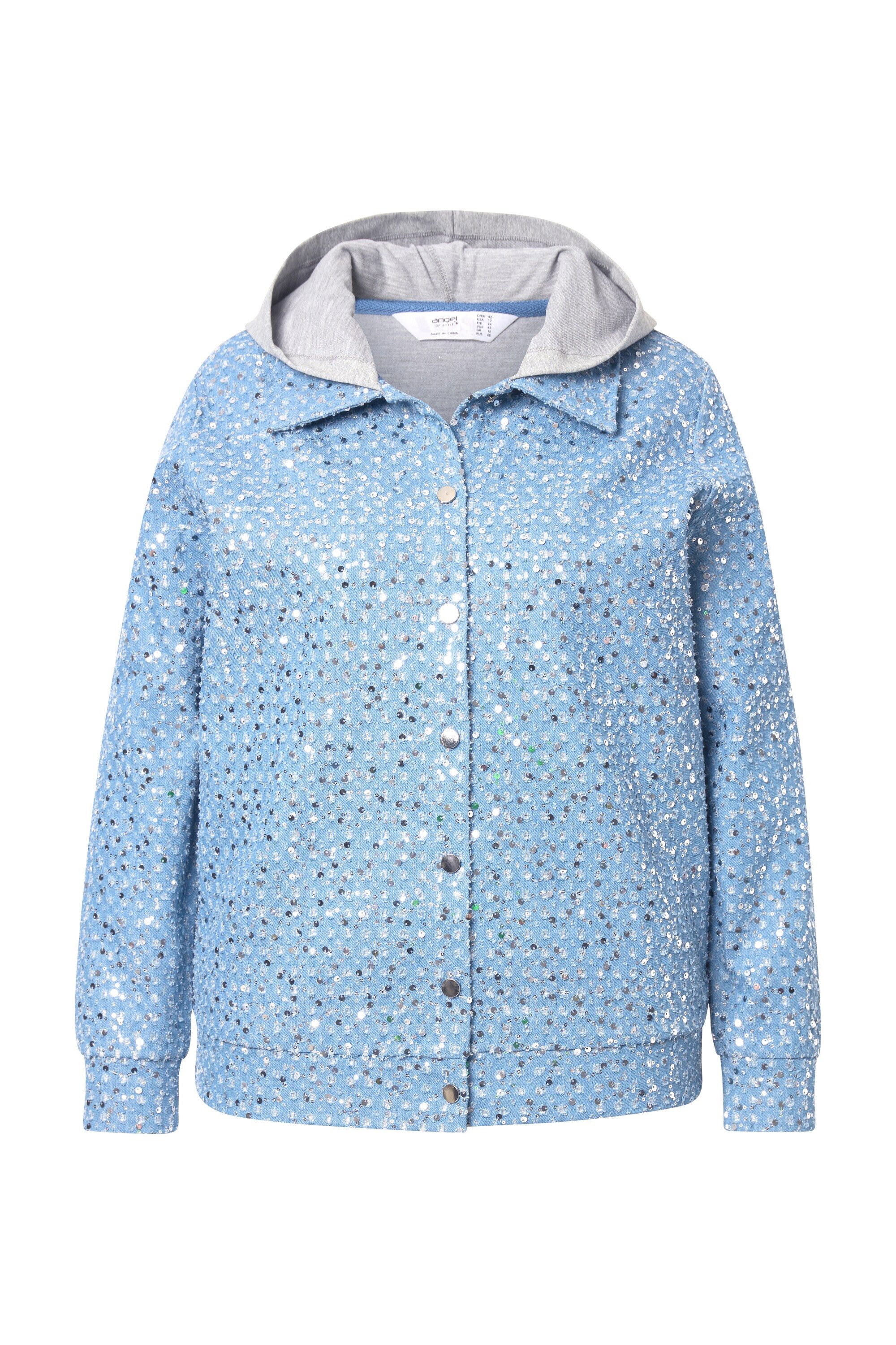 Angel of Style Sweatjacke Sweatjacke mit Kapuze vorne Denimoptik Pailletten günstig online kaufen