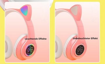 autolock Kopfhörer Bluetooth LED kabellos Katzenohr, Faltbare Headset,Wireless Over-Ear-Kopfhörer (Wireless Bluetooth 5.0 Glühende Headset Musik Kopfhörer Einstellbare)