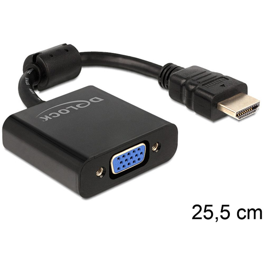 Delock Delock 65512 HDMI / VGA Adapter [1x HDMI-Stecker - 1x D-SUB-Buchse 15p TV-Adapter, 25.00 cm