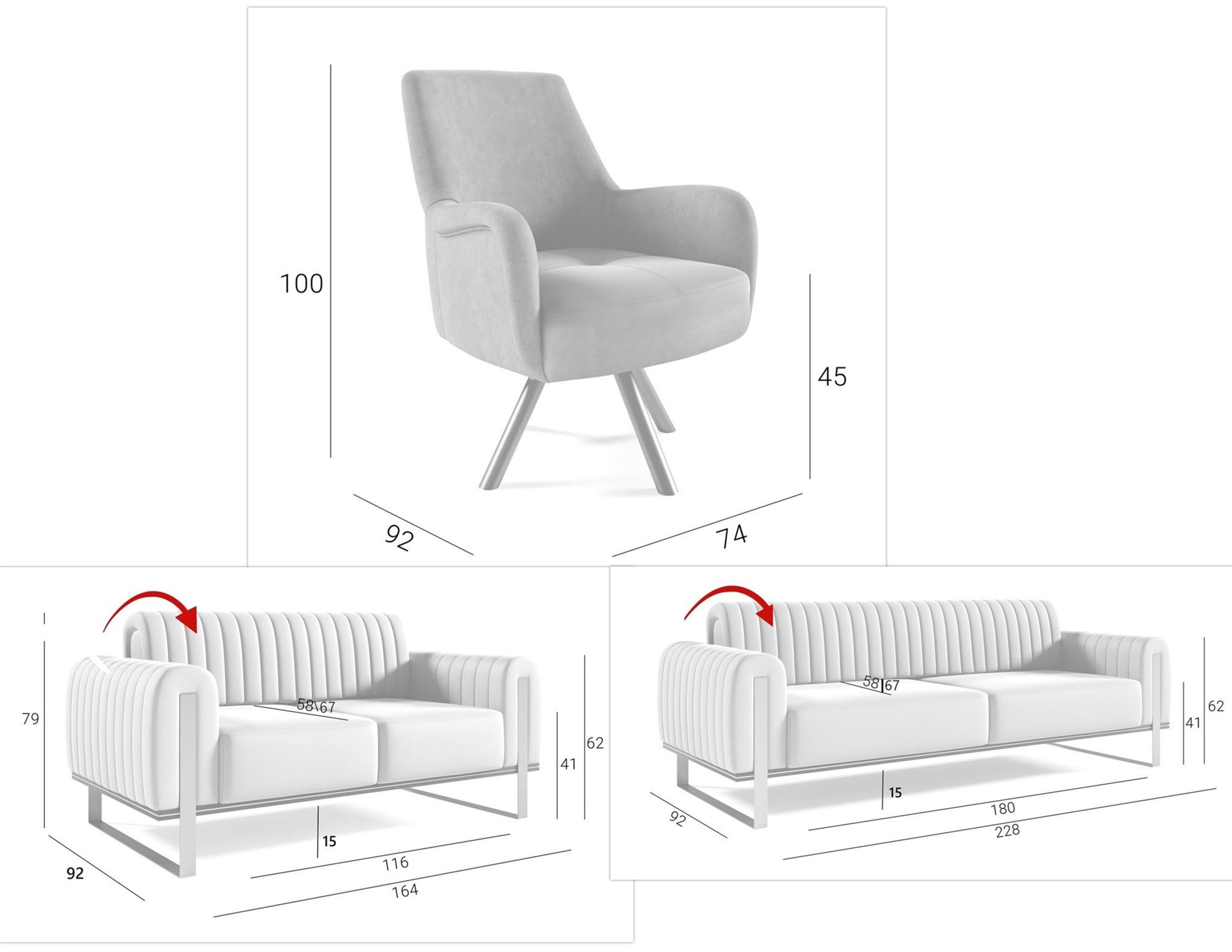 Fun Möbel Polstergarnitur Sofaset Designersofas VALERIE günstig online kaufen