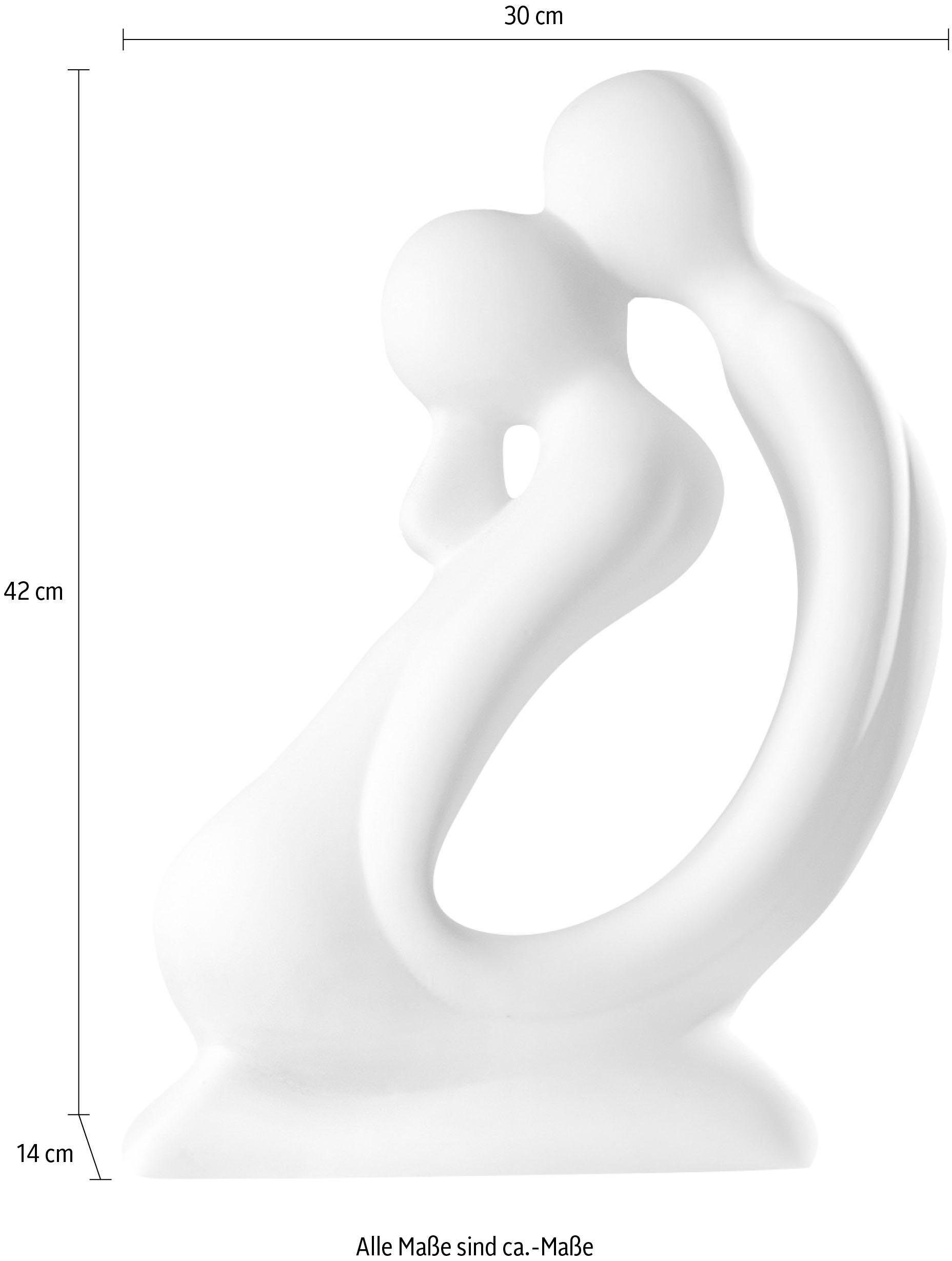 GILDE Dekofigur Skulptur Kuss, weiß (1 St), Dekoobjekt, Höhe 42 cm, handgefertigt, aus Keramik, Wohnzimmer