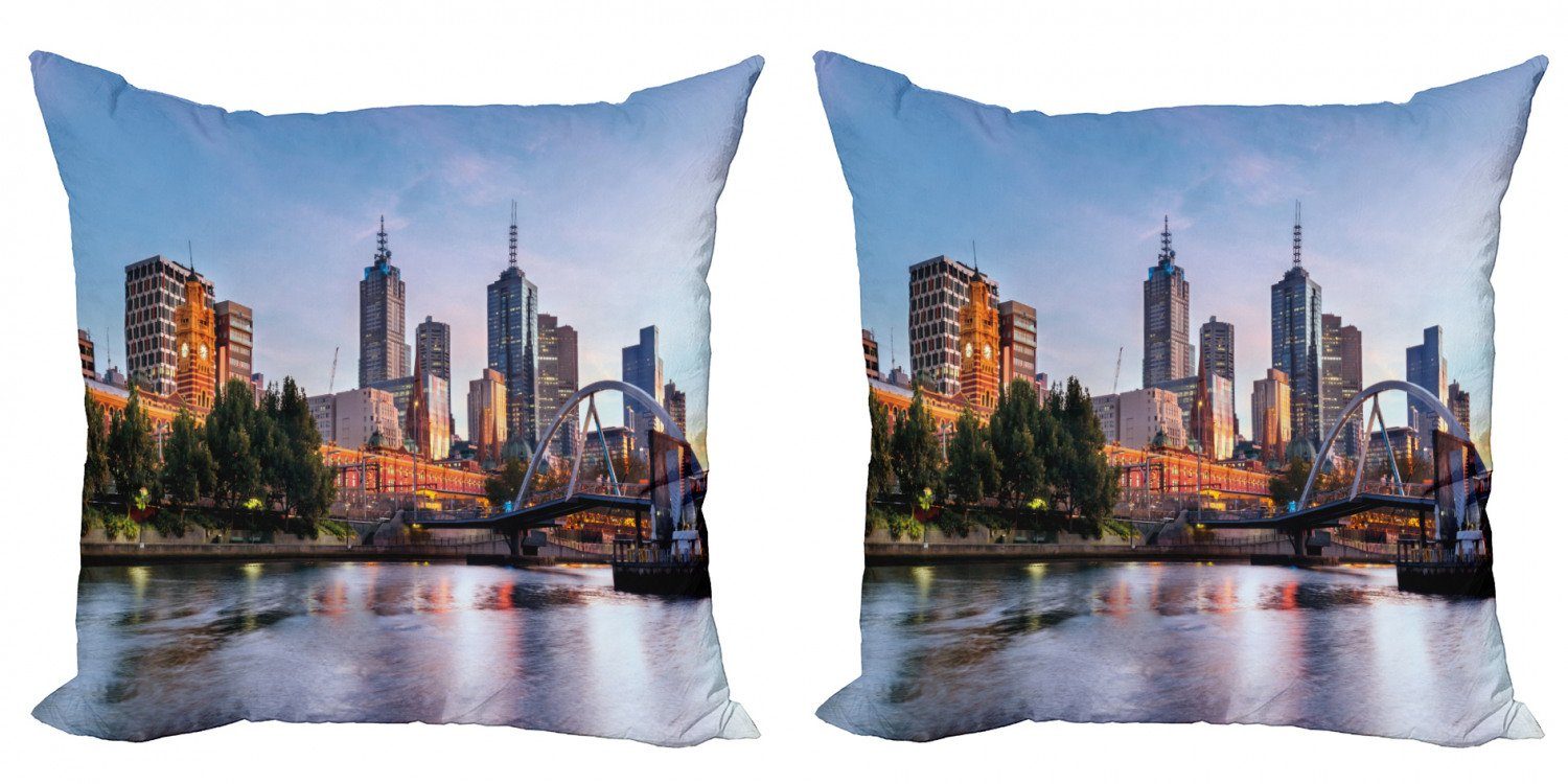 Kissenbezüge Modern Accent Doppelseitiger Digitaldruck, Abakuhaus (2 Stück), Stadt Morgen Australien Fluss
