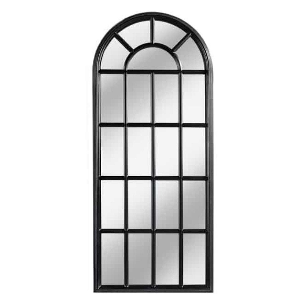 Wandspiegel Design Rundbogen-Fenster-Spiegel 140cm schwarz Sprossen Landhaus