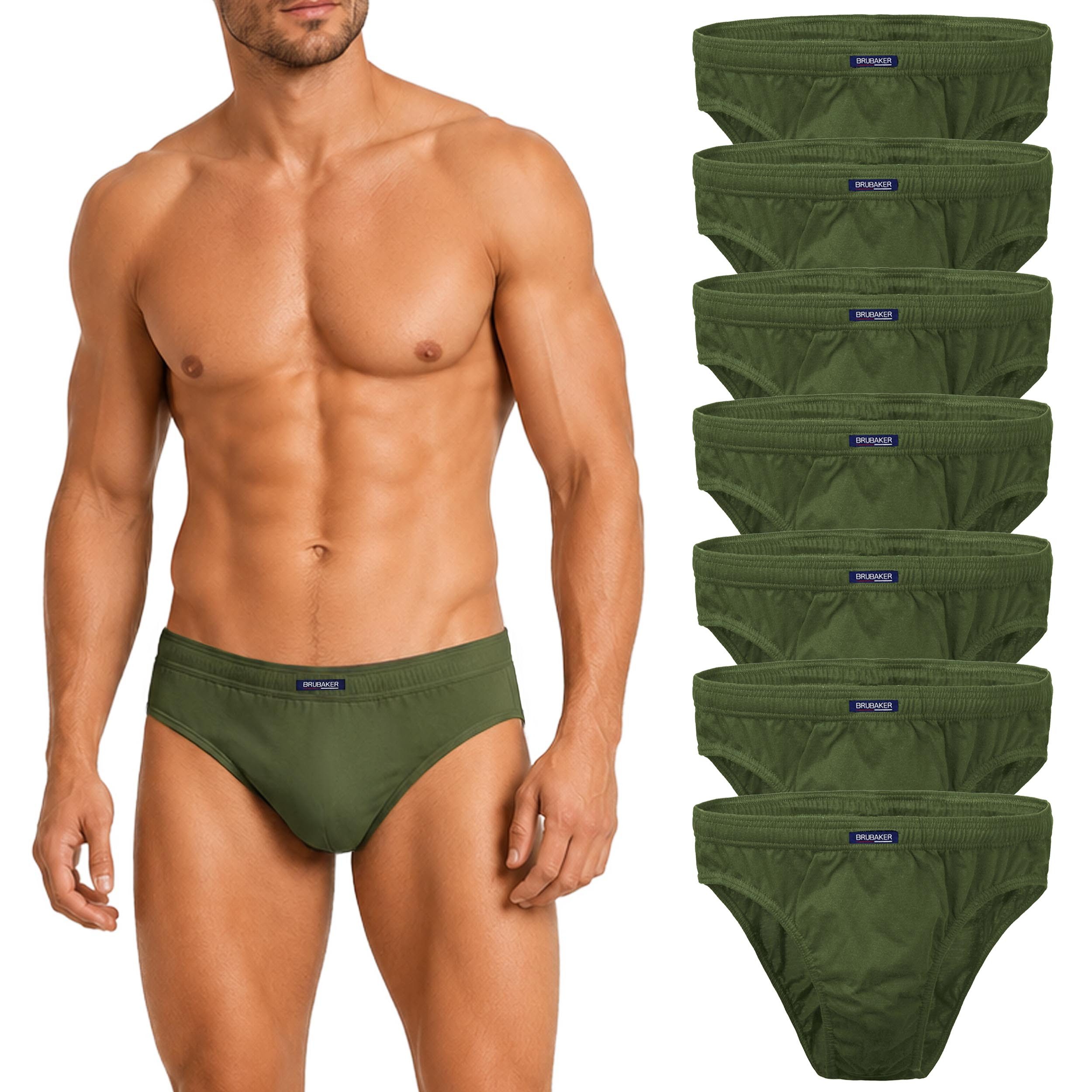 BRUBAKER Slip Herren Unterhose aus Baumwolle (Spar-Pack, 7-St., 7er-Pack) Großpackung Männer Unterwäsche, sehr bequeme Passform