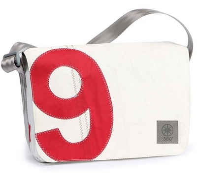 360Grad Laptoptasche Messengerbag 13 Zoll Weiß Zahl Rot, Recycling Segeltuch