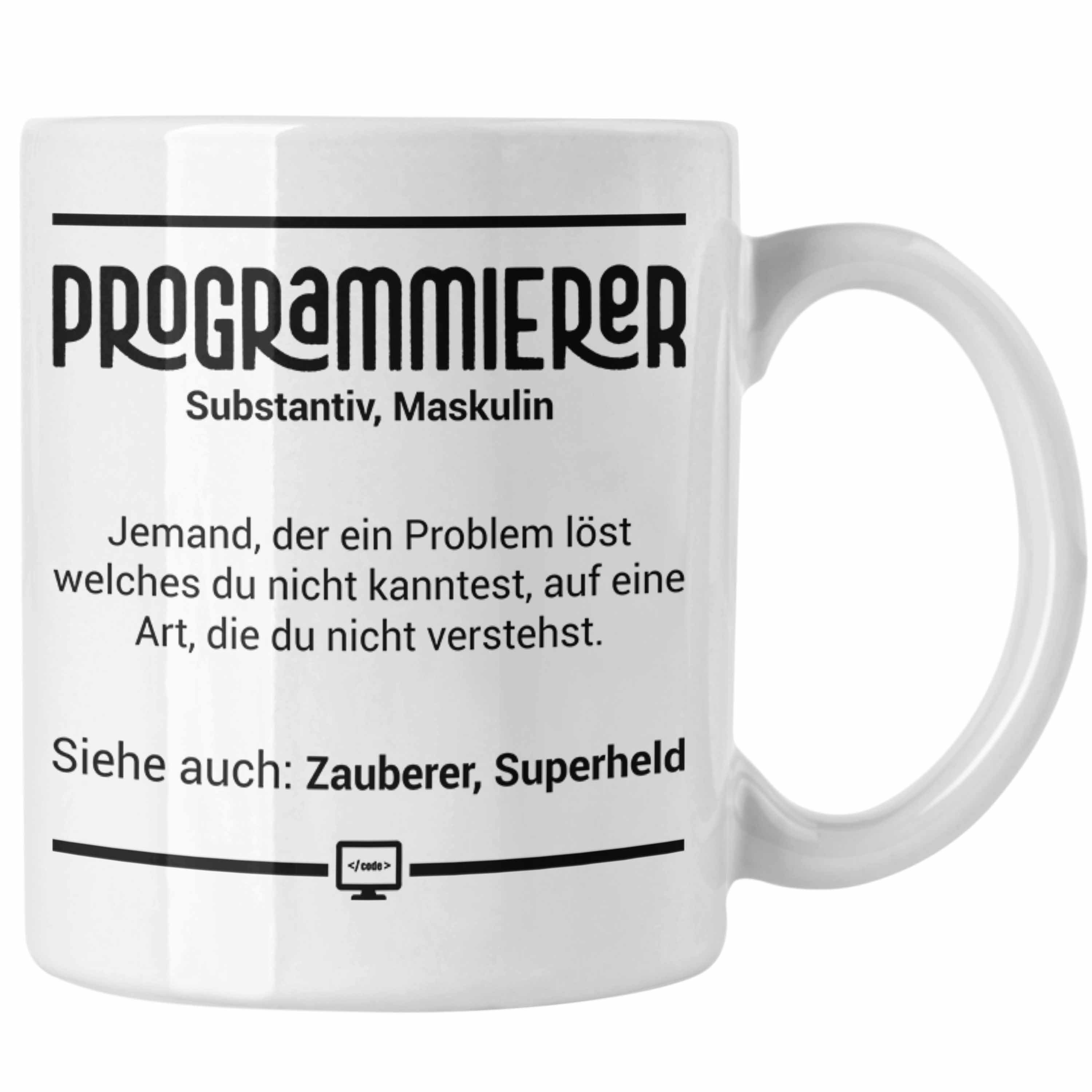 Trendation Tasse Coder Tasse Geschenk für Programmierer Softwareentwickler Nerds Gesch Weiss
