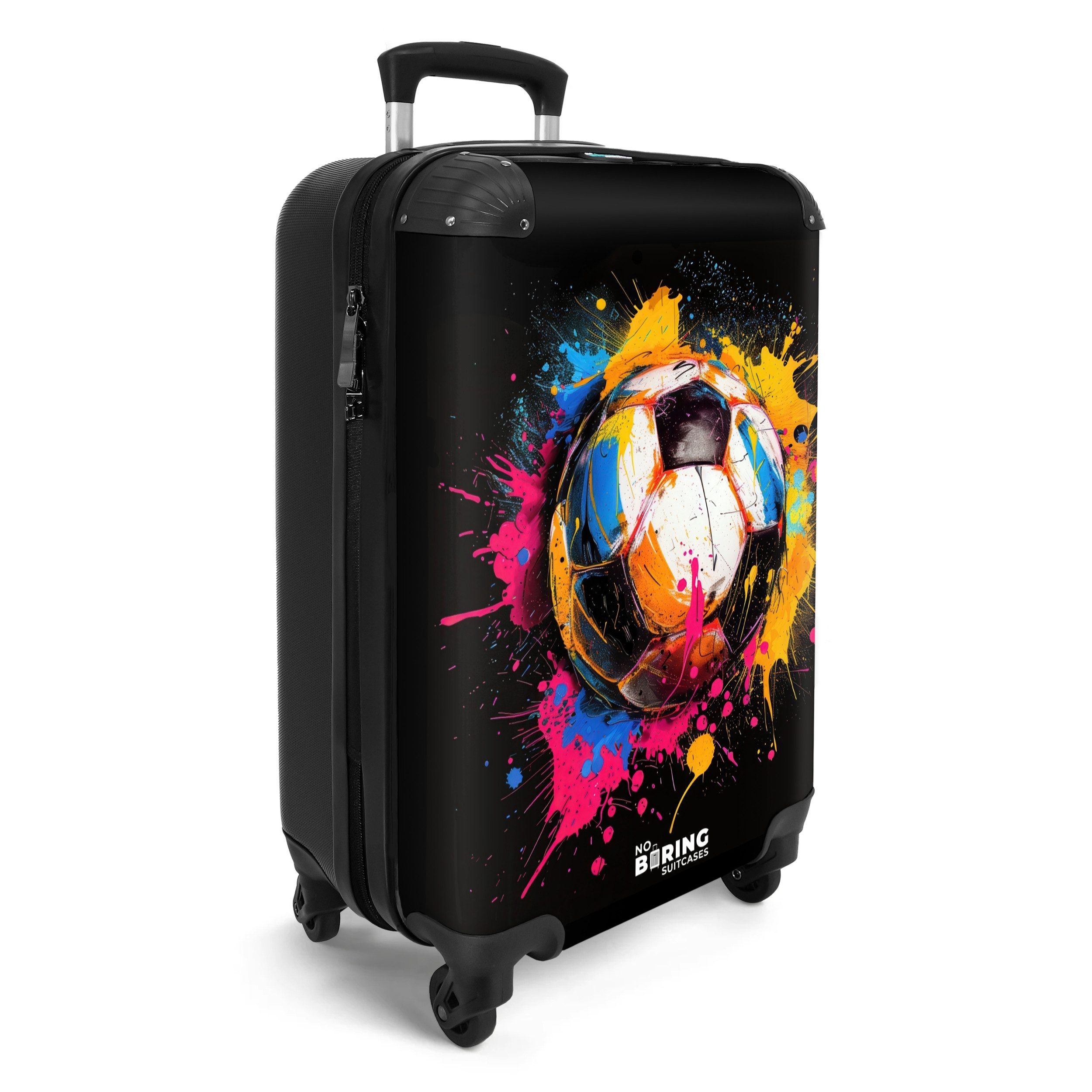 NoBoringSuitcases.com© Hartschalen-Trolley Fußball mit buntem Graffiti günstig online kaufen