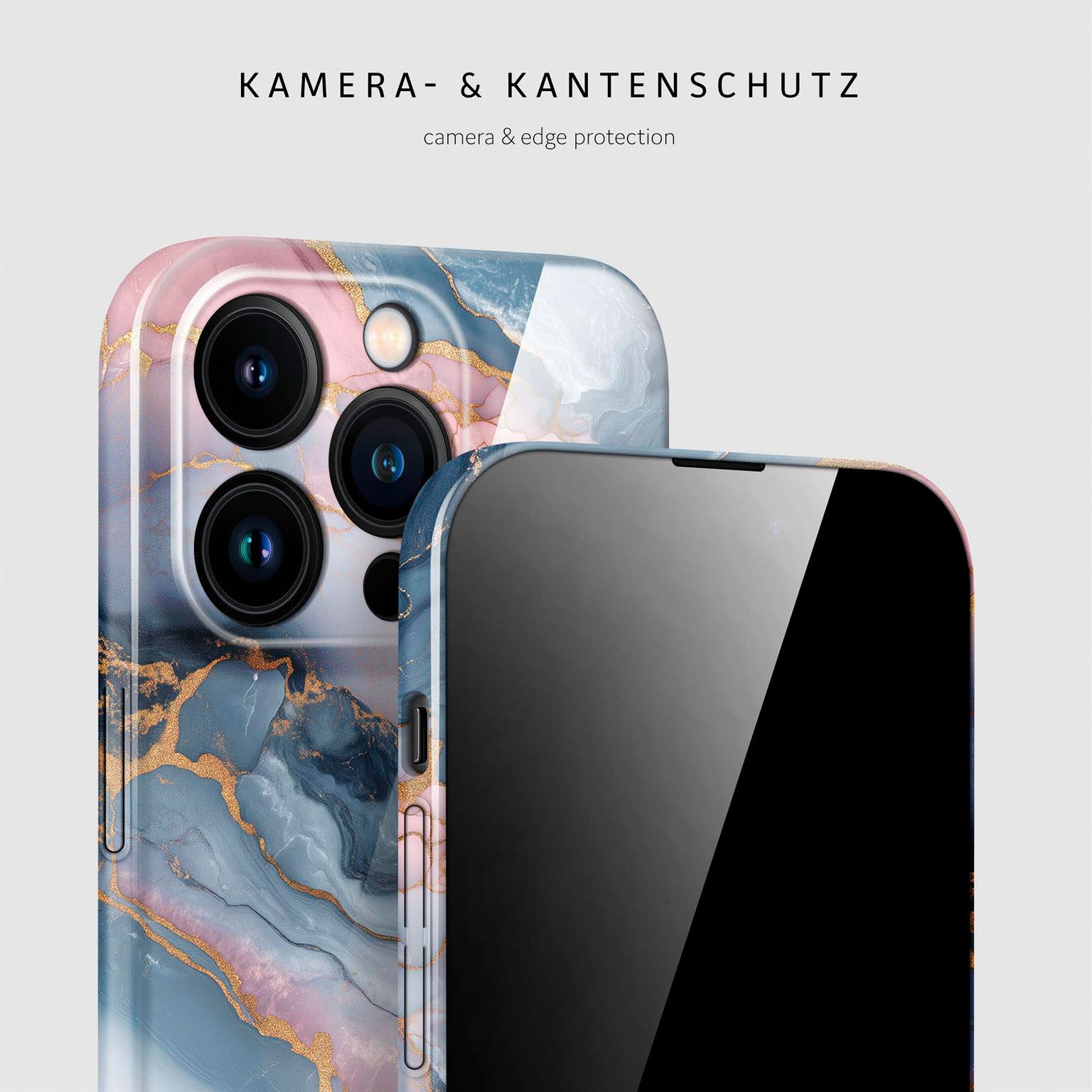 ONEFLOW Handyhülle für iPhone 15 Pro Hülle Marmor Bliss Cover Rosa Grau 6,1 Zoll, Handy Schutz Backcover Handytasche Case Schutzhülle mit Kameraschutz