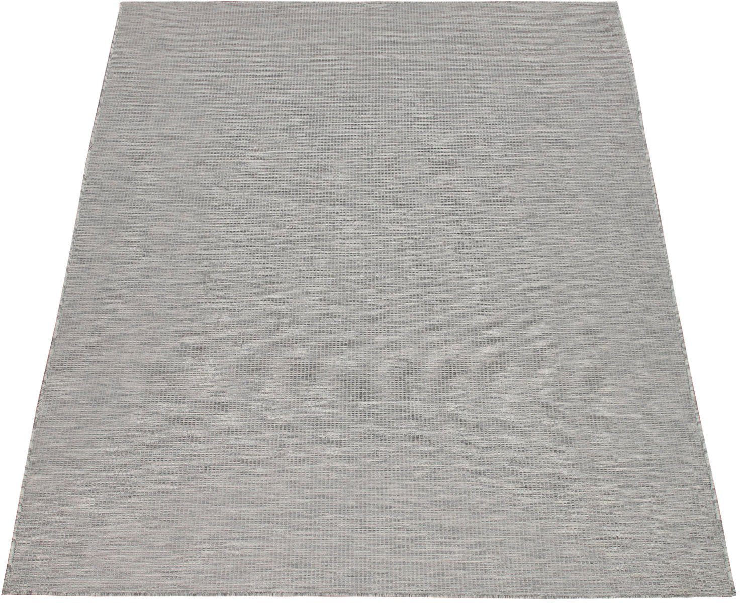 Teppich Sonset, Höhe: Wohnzimmer Paco Home, und taupe meliert, In- rechteckig, geeignet, 4 mm, Flachgewebe, Outdoor