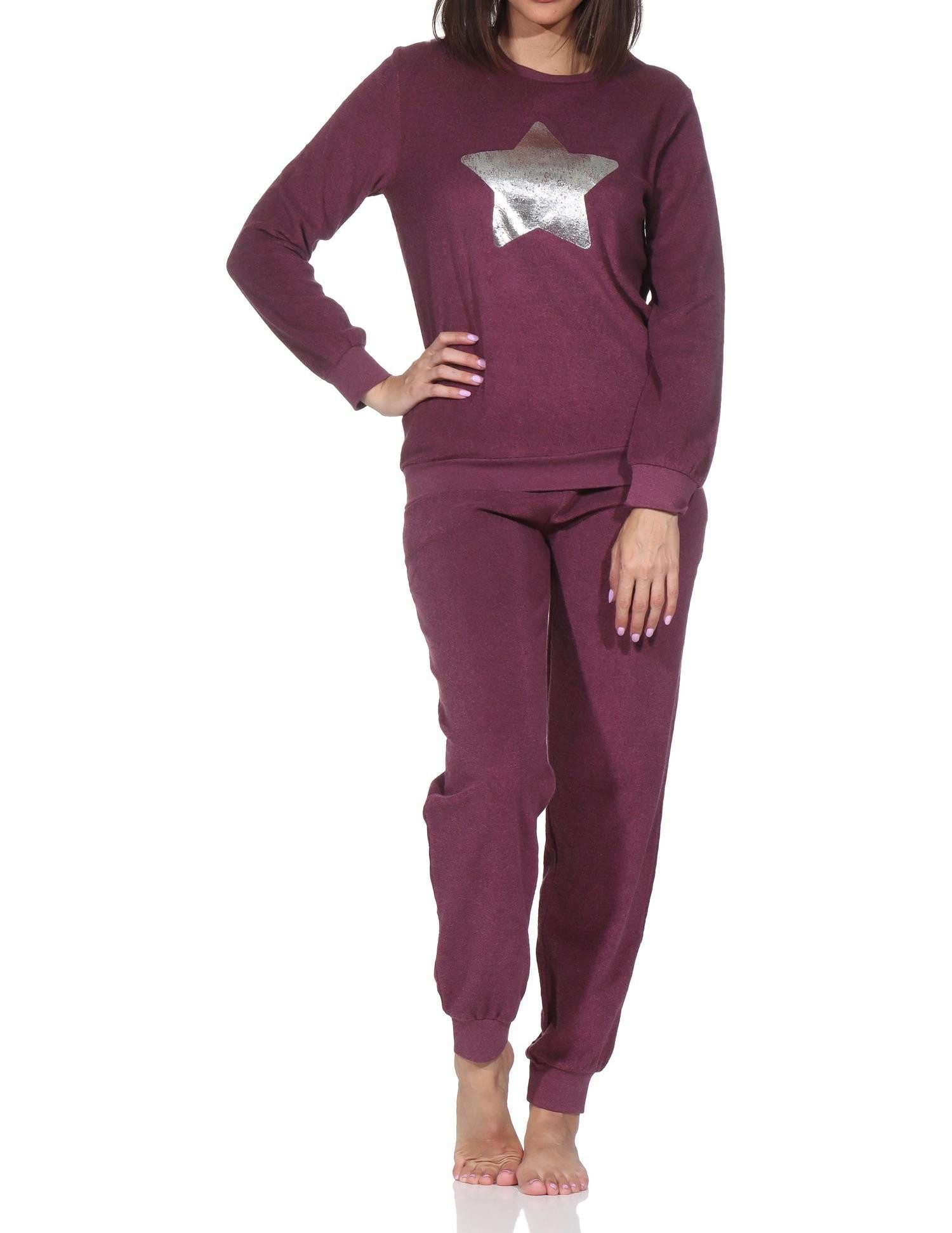 Pyjama Normann Damen Frottee Pyjama – edle Sterne Optik - auch in Übergröße