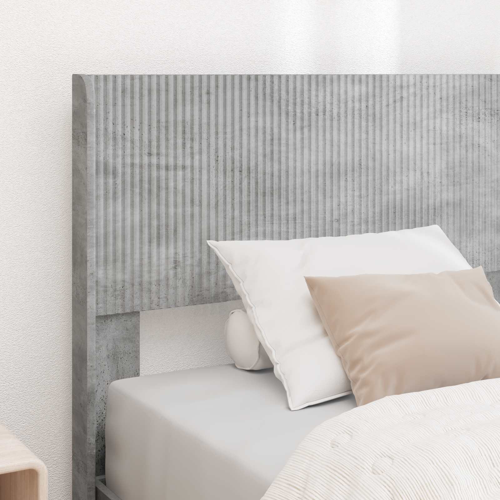 vidaXL Bett Bettgestell mit Stauraum und Kopfteil Betongrau 90 x 190 cm (1-tlg)