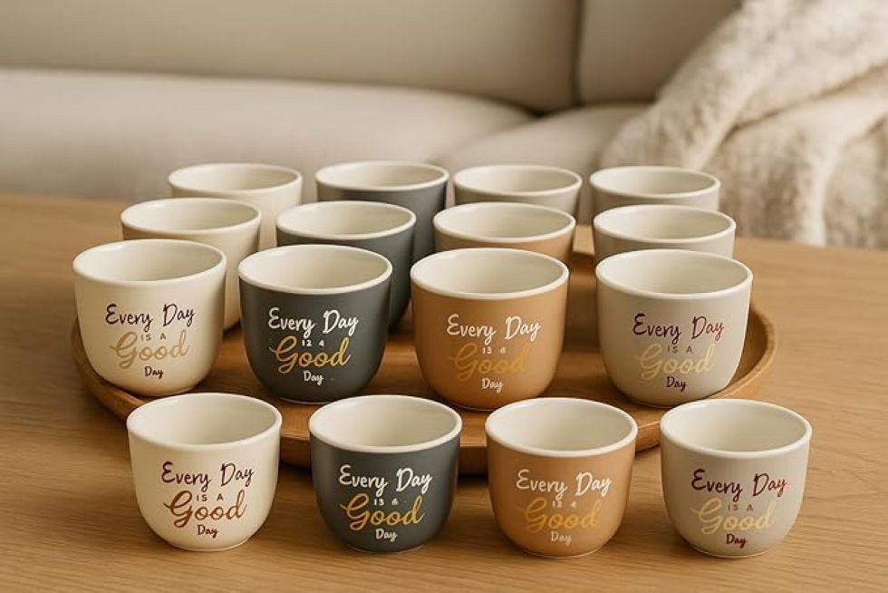 hausleben Espressotasse 12er Set Espressotassen 90ml mit Henkel, 12-tlg., Porzellan, 90ml, 4 Farben sortiert, Spülmaschinengeeignet