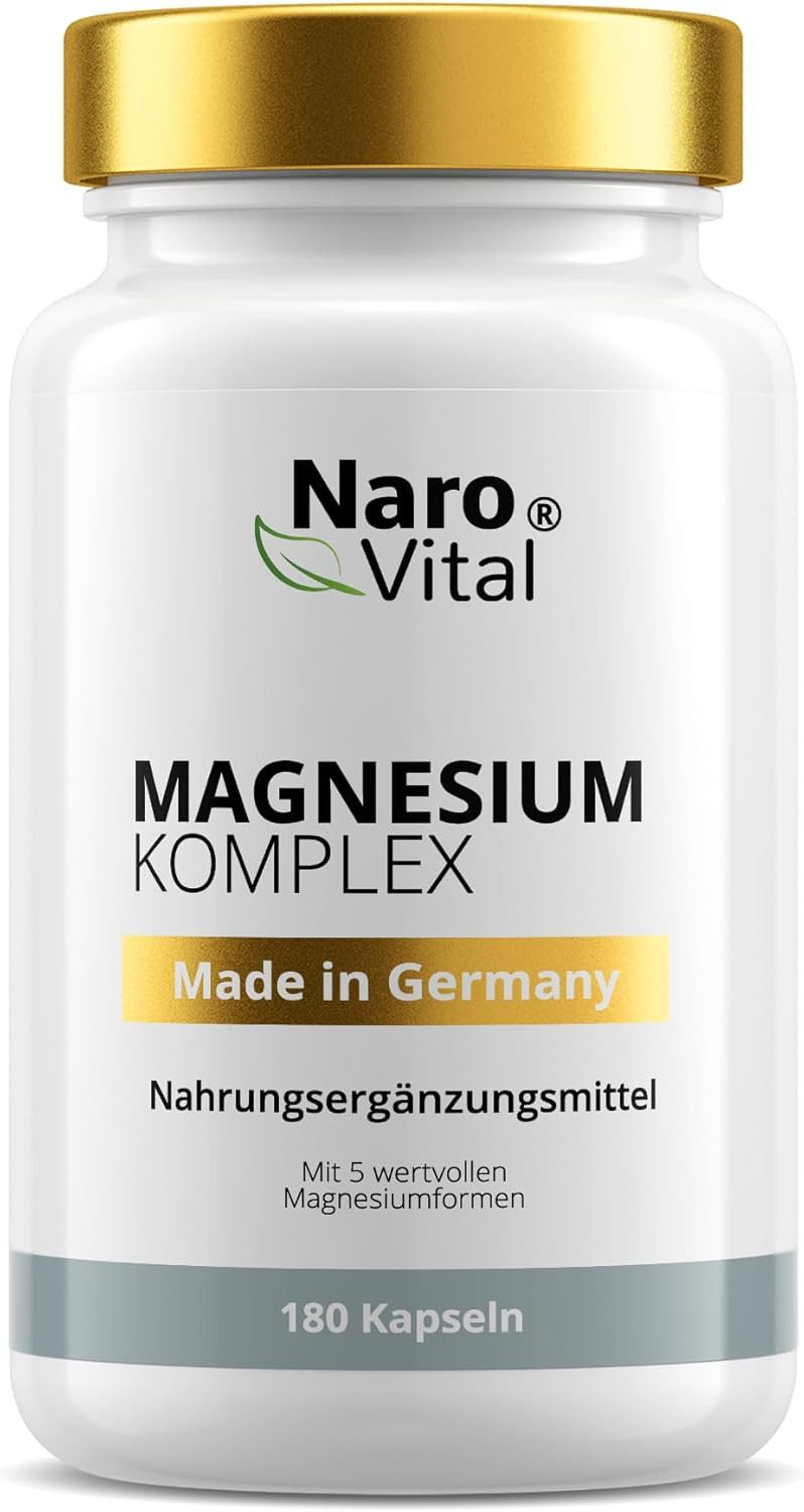 NaroVital Magnesium Komplex - Citrat, Oxid, Glycinat, Malat und Ascorbat - 180 Kapseln, 180 St.