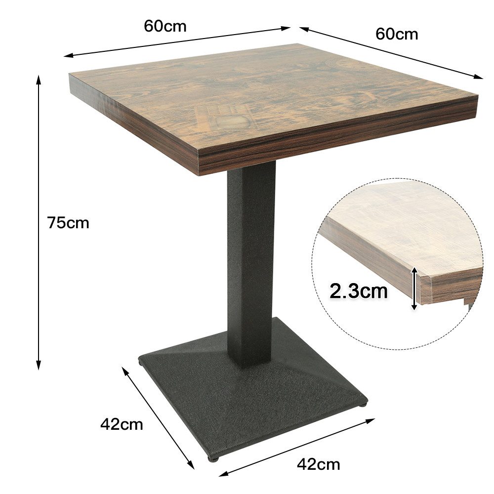 JEOBEST Esstisch Esszimmertisch 60x60cm mit Holzplatte, Quadratisch Küchentisch, Metallbeinen, für Wohnzimmer Esszimmer Balkon