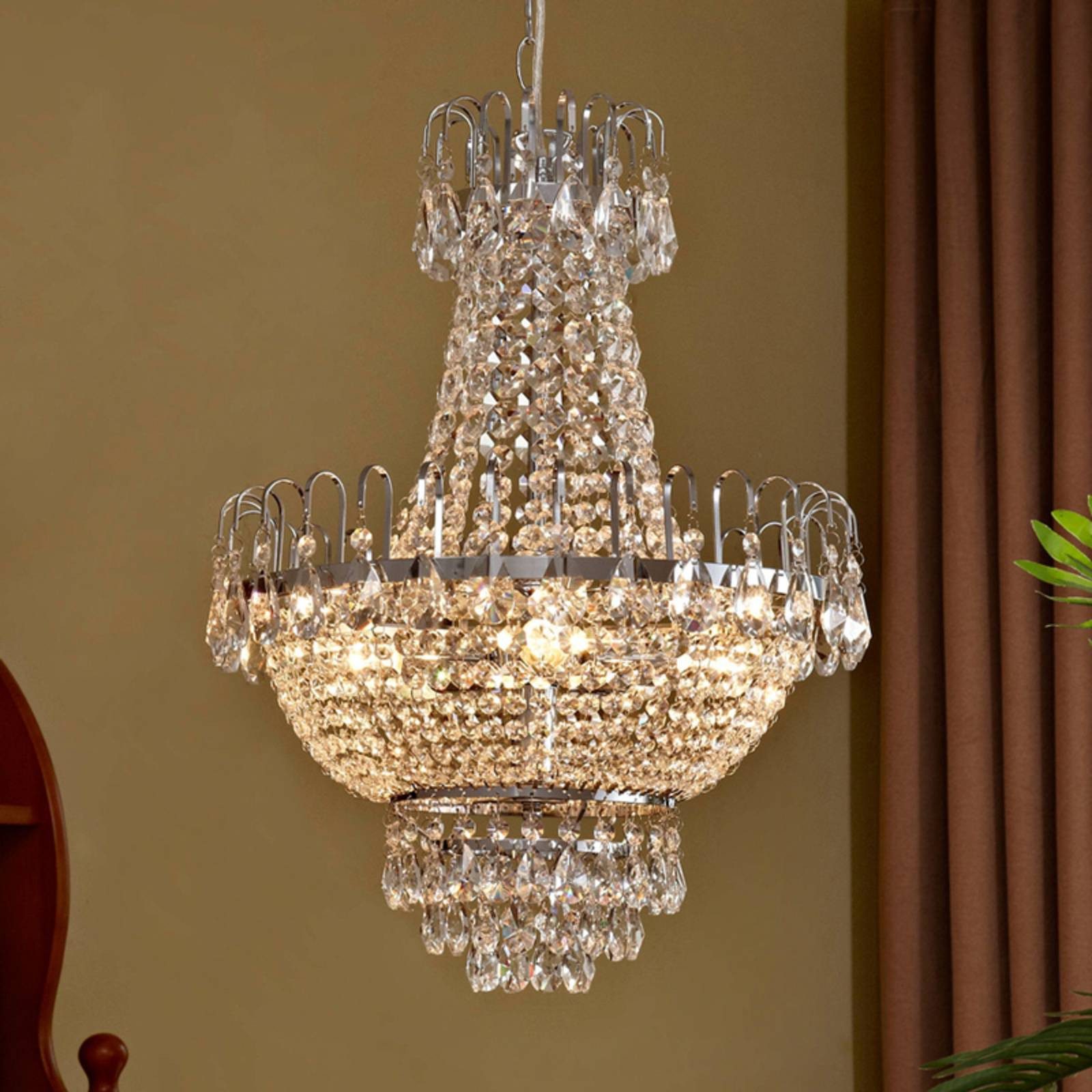 Lindby Kronleuchter Casparia, Transparent IP20, 5 x 40 W